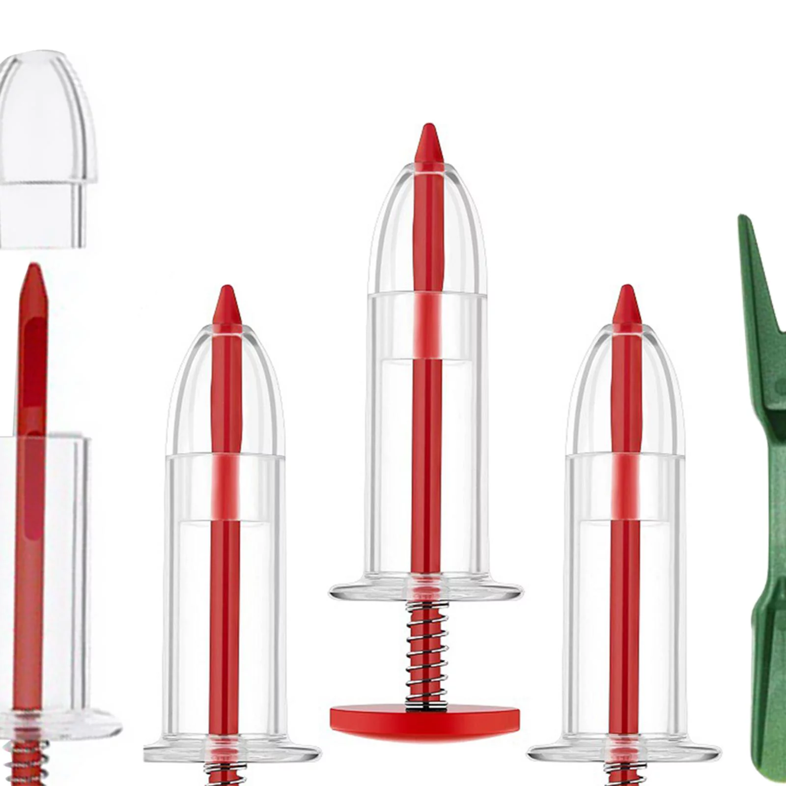 Manual Seeder Dispenser, Garden Seedling Tool, Garden Planter Starter, Garden Seeder with Transplanting Tools Red