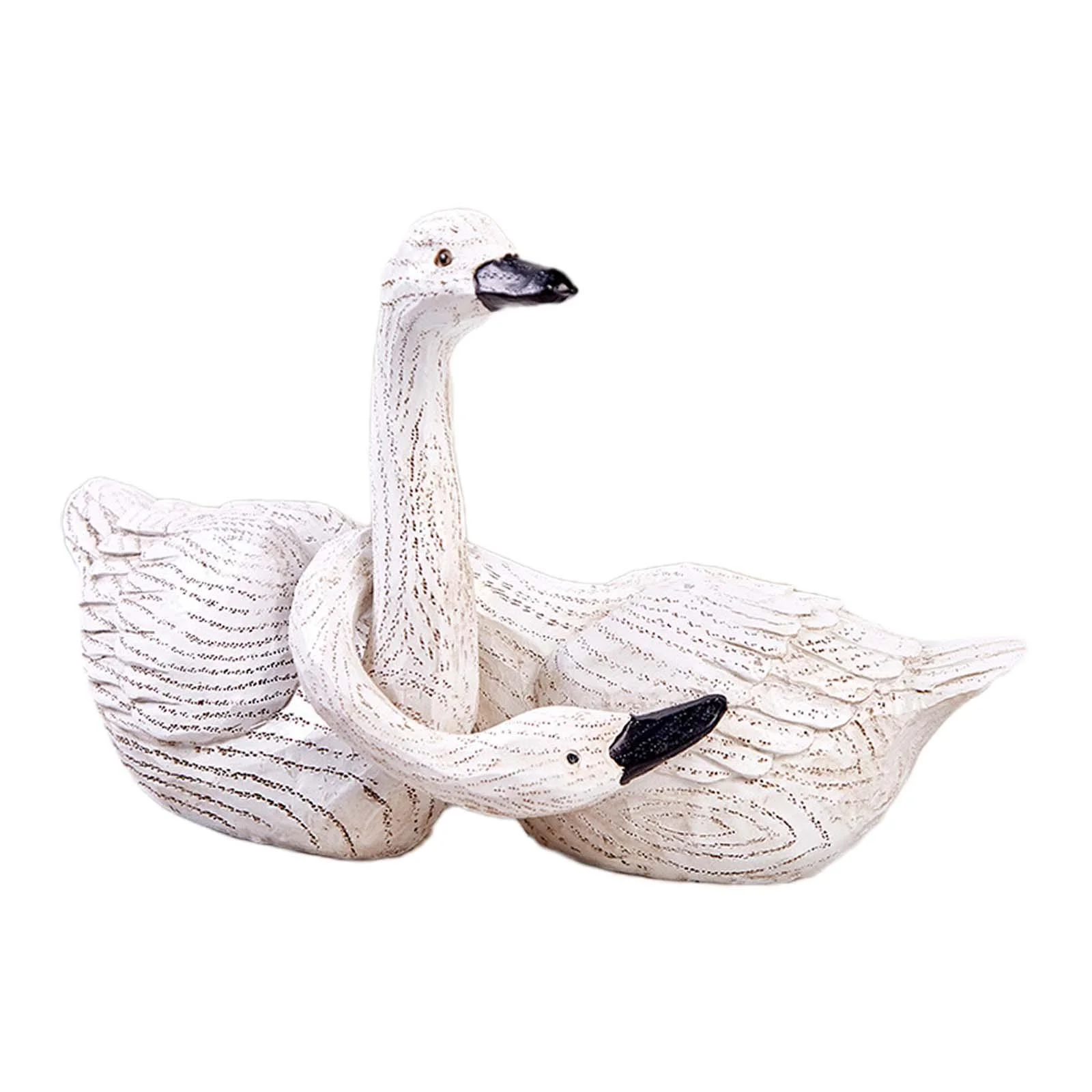 Menolana 2 Resin Sculptures,Couple Swan Figurines Birthday Gift House Love Swan Ornament Swan Statues Bird Figures for Shelf,Fireplace C
