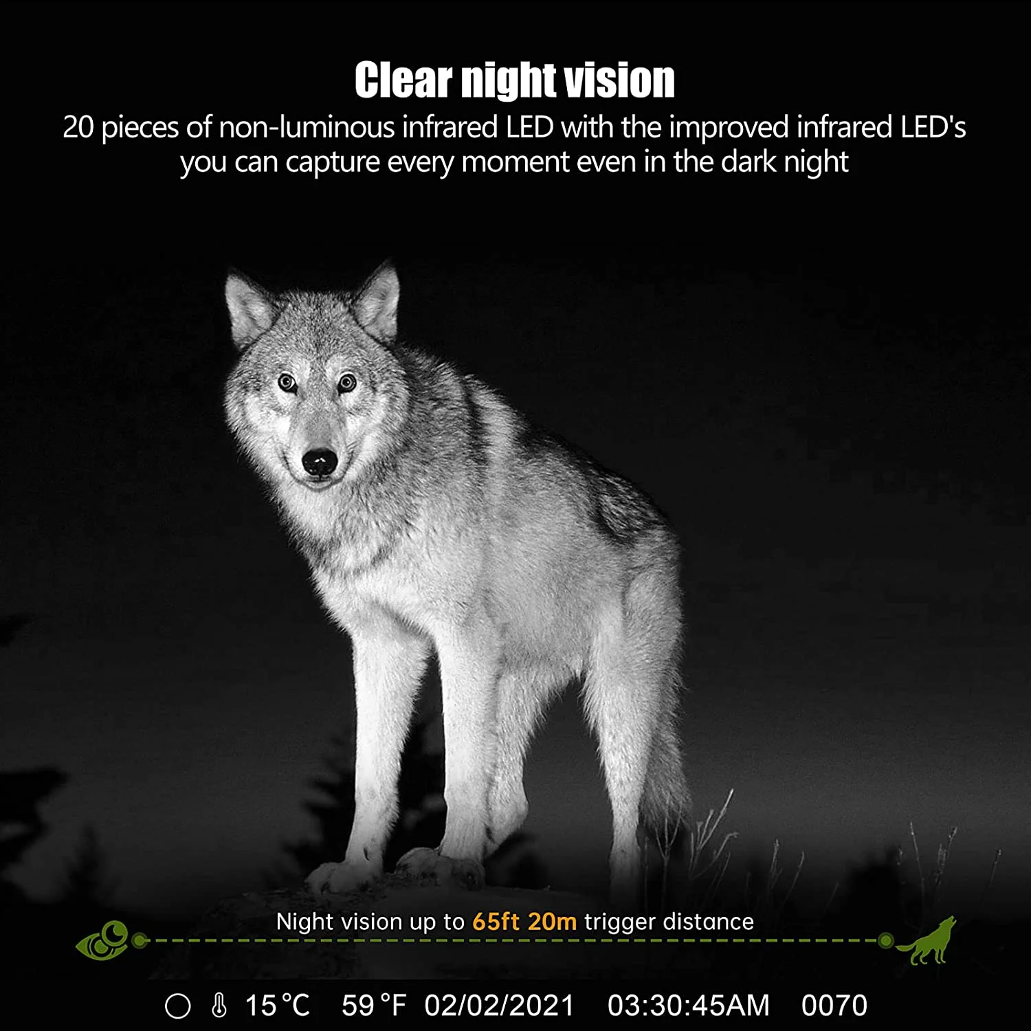 CAMPARK Solar Powered Trail Camera with SD Card 24MP 1080P 2500mAh Built-in Lithium Battery Rechargeable Game Wildlife Hunting Camera with Waterpoof IP66 Night Vision 0.1s Motion Activated-No WIFI