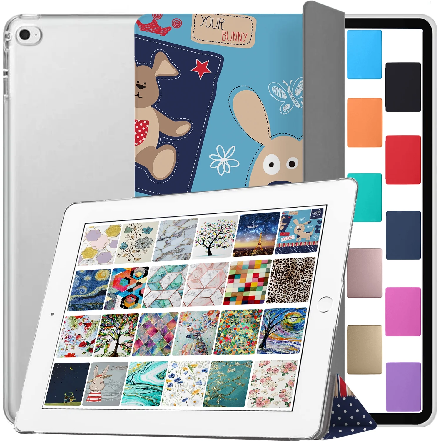 DuraSafe Cases iPad Air 2nd 1st Gen 9.7 Inch 6th 5th [ Air 2 1 ] MGLW2LL/A MGL12LL/A MH0W2LL/A MGKM2LL/A MH182LL/A MGKL2LL/A Printed iPad Cover with Translucent Frosted Hard Back - Puppy Friend