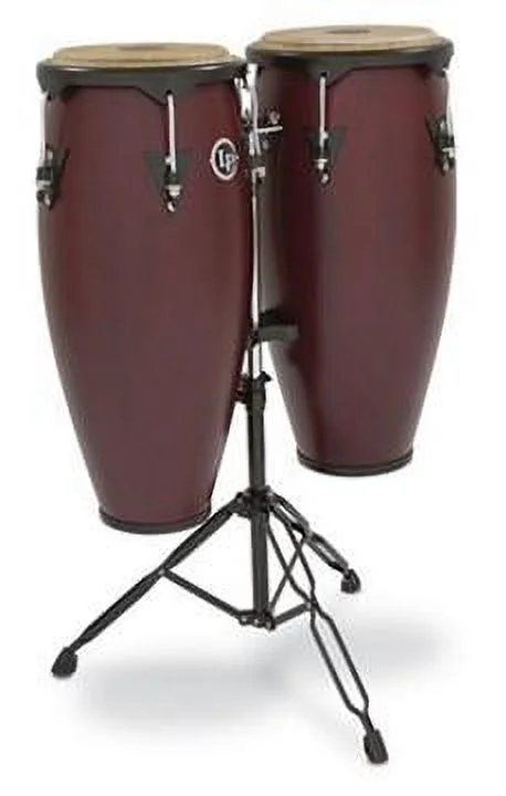 Latin Percussion City Congas with Stand, Dark Wood Finish