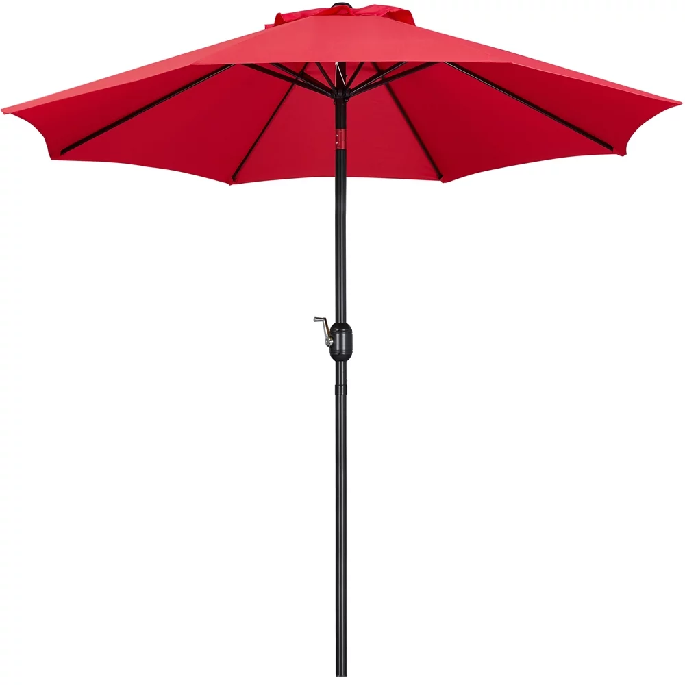 Topeakmart 9ft Outdoor Market Patio Umbrella with Tilt Push Button and Crank, 8 Ribs, Red