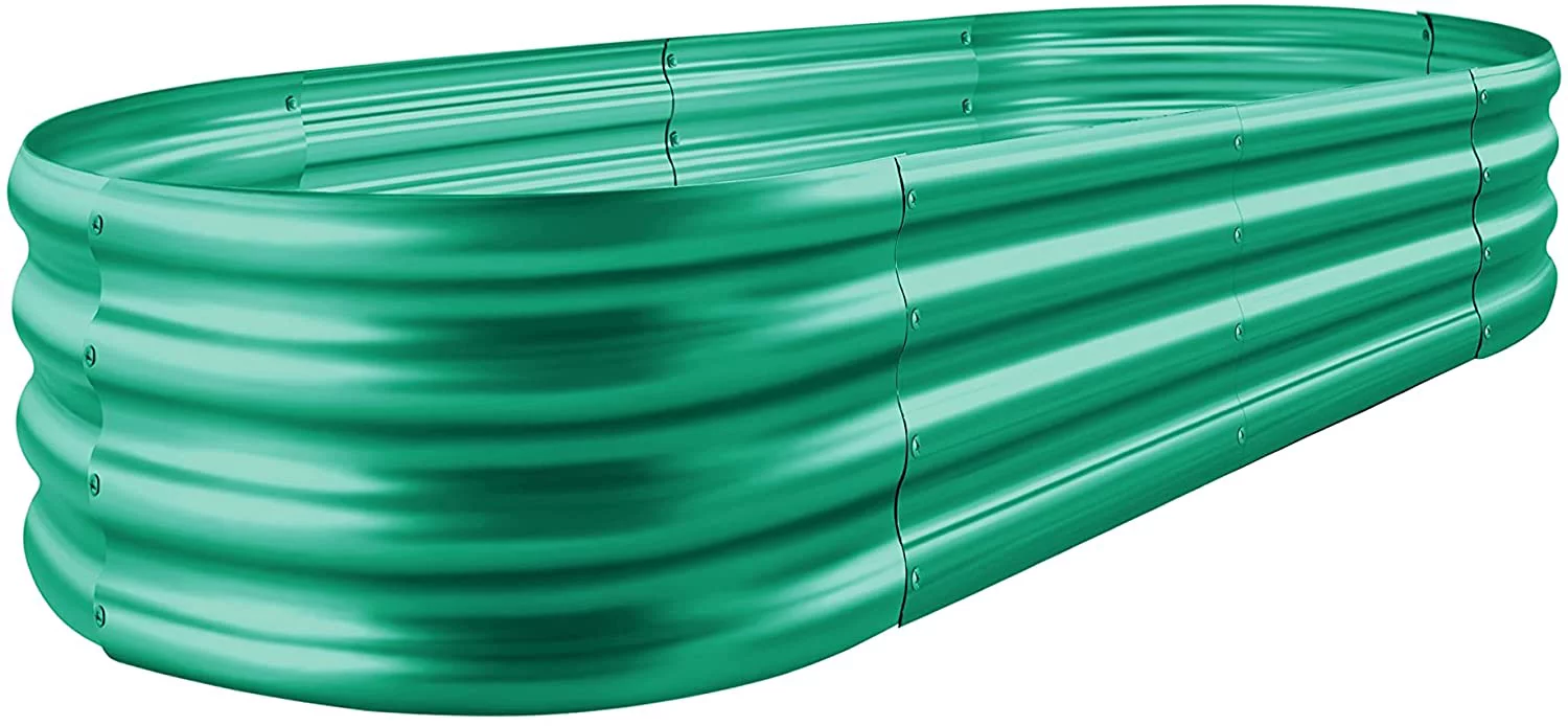 Galvanized Raised Garden Bed Kit, Galvanized Planter Raised Garden Boxes Outdoor, Oval Large Metal Raised Garden Beds for Vegetables(Green)