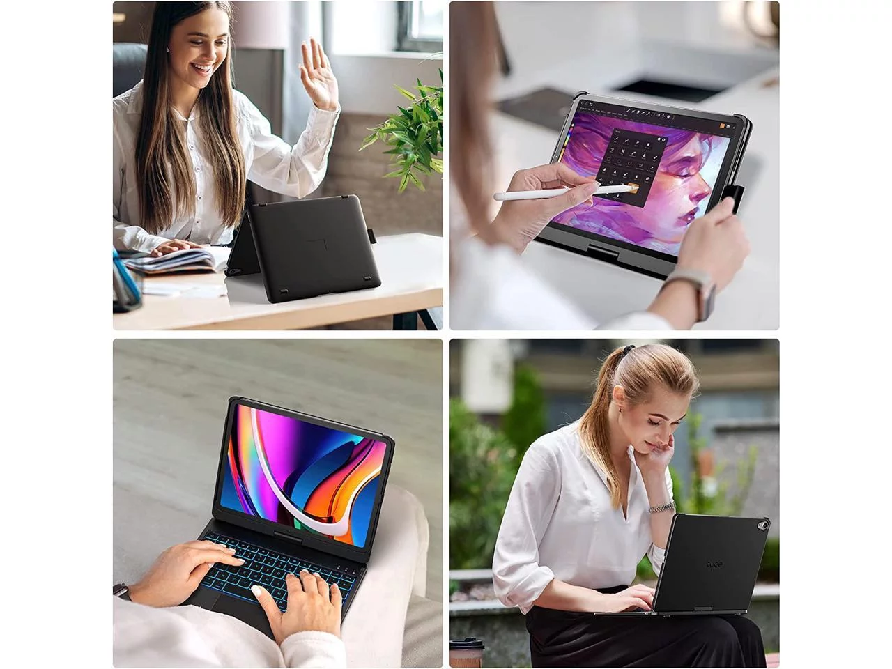 Touchpad Case with Keyboard for iPad 10th Generation 10.9 inch 2022, Trackpad - 360° Rotatable - Wireless Backlit Keyboard Cover with Pencil Holder