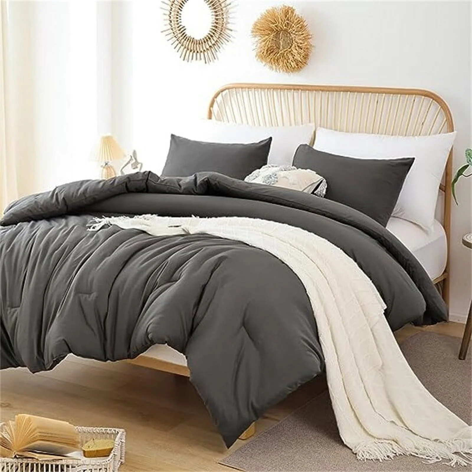 Comforter Set Charcoal Gray - 3 Piece - Queen