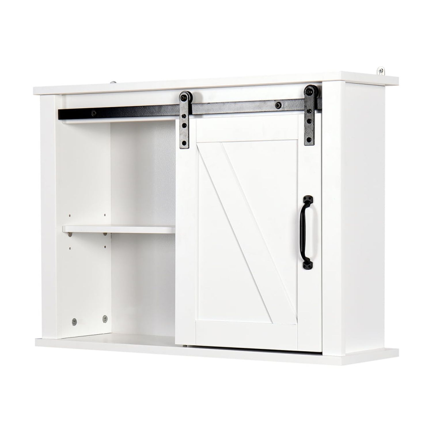 Bathroom Wall Cabinet with 2 Adjustable Shelves Wooden Storage Cabinet with a Barn Door 27.16x7.8x19.68 inch