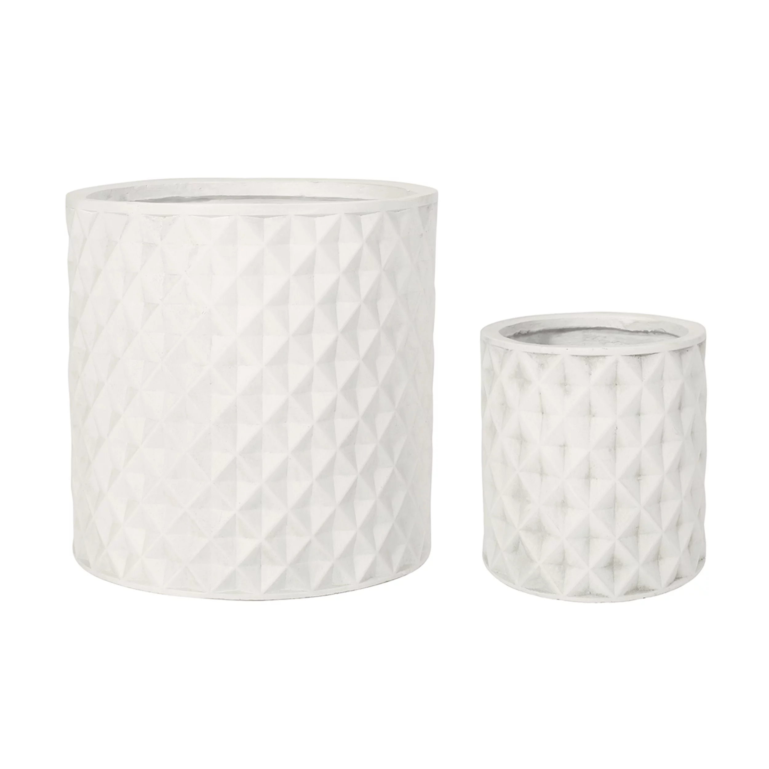 GDF Studio Wilbert Outdoor Cast Stone Small and Large Planter Set, Antique White