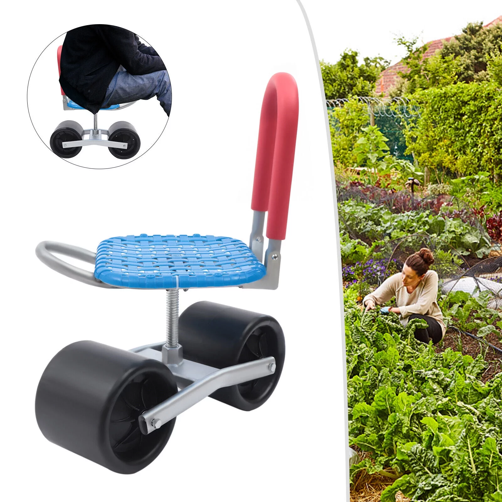TOOL1SHOoo   Garden Cart Movable Work Adjustable Planting Seat