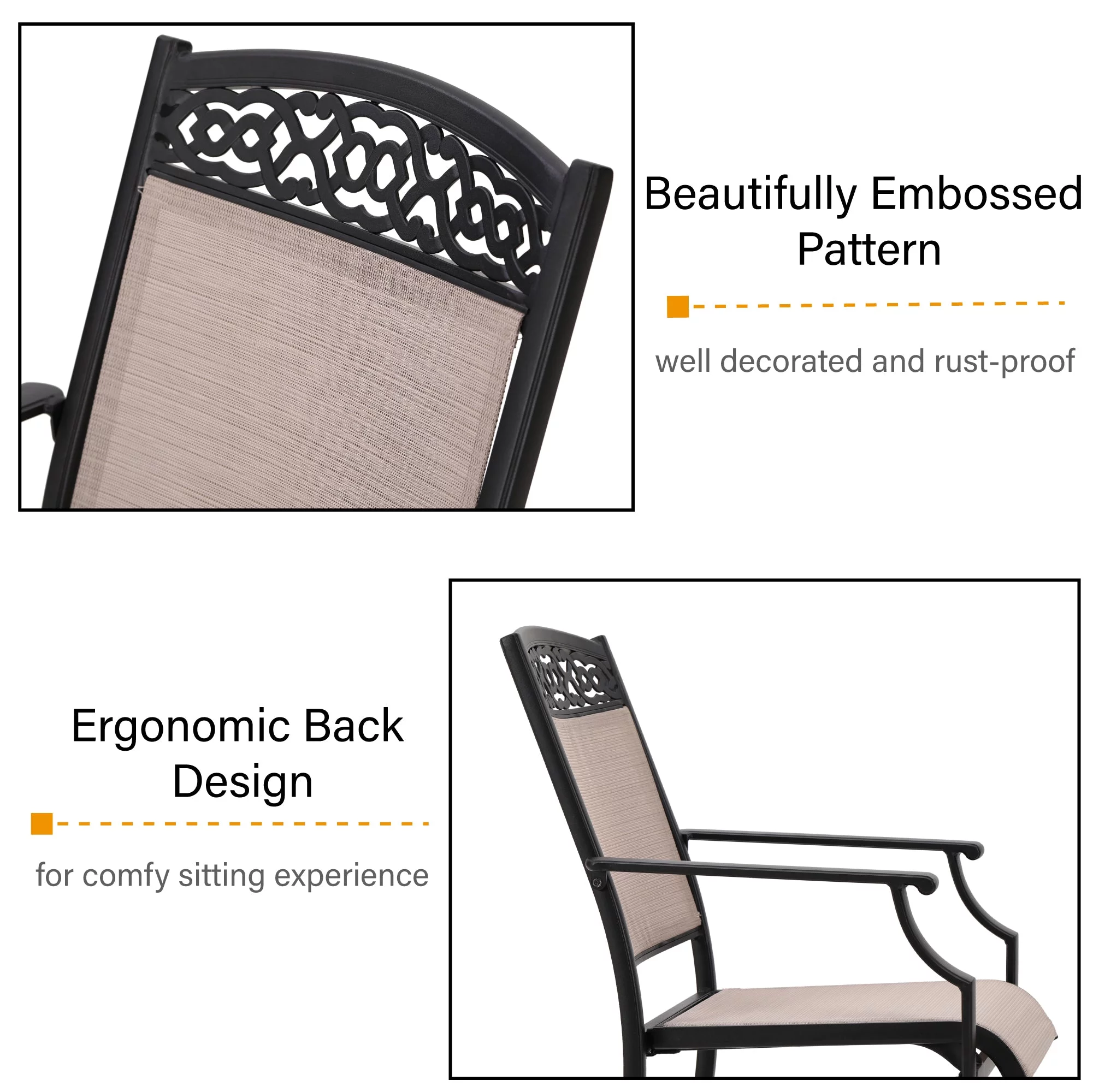 Sophia&William 7 Pieces Patio Dining Set Aluminum Chairs and Steel Table Set