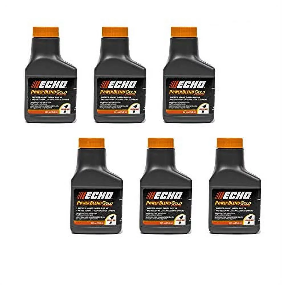 6 Pack of Echo PowerBlend Gold 2-Stroke Engine Oil 2.6 oz Bottles 50:1 Ratio Mix for 1 Gallon 6450001S-6PK