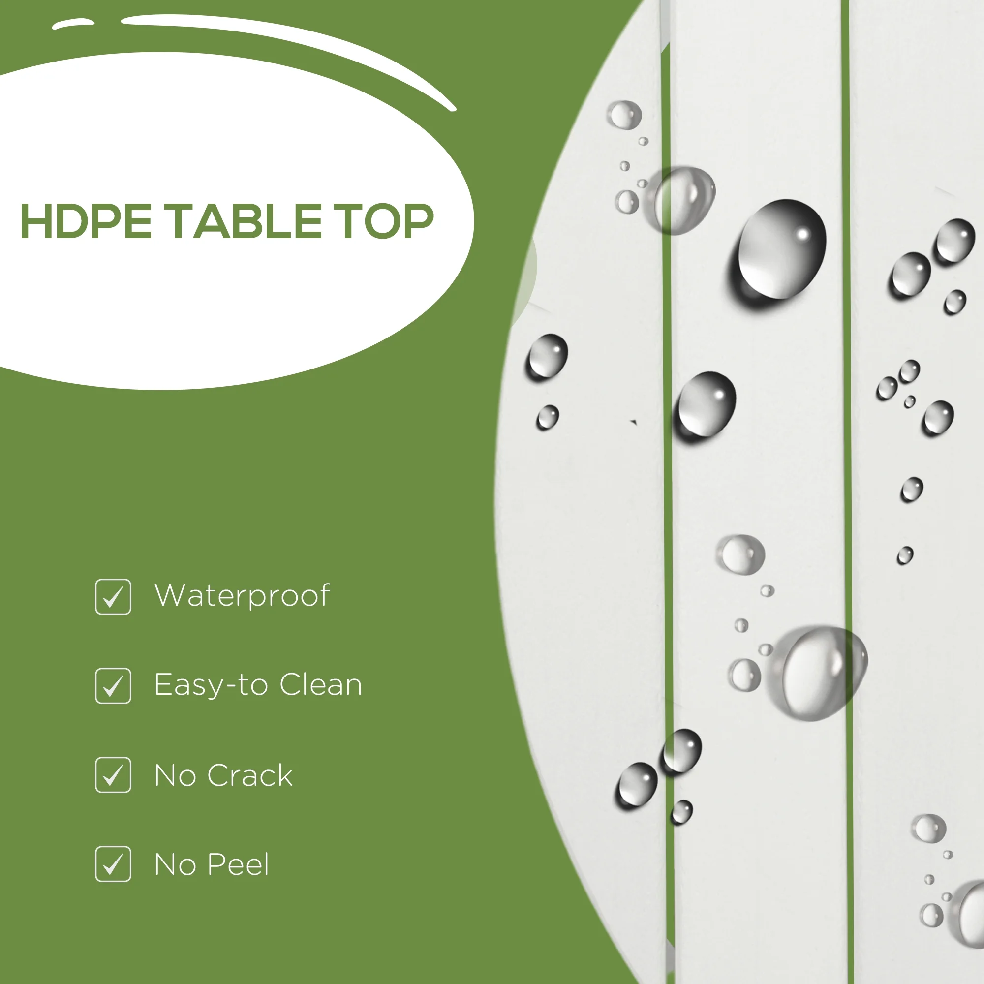 Outsunny Round Patio Table with Umbrella Hole and Aluminum Frame, White