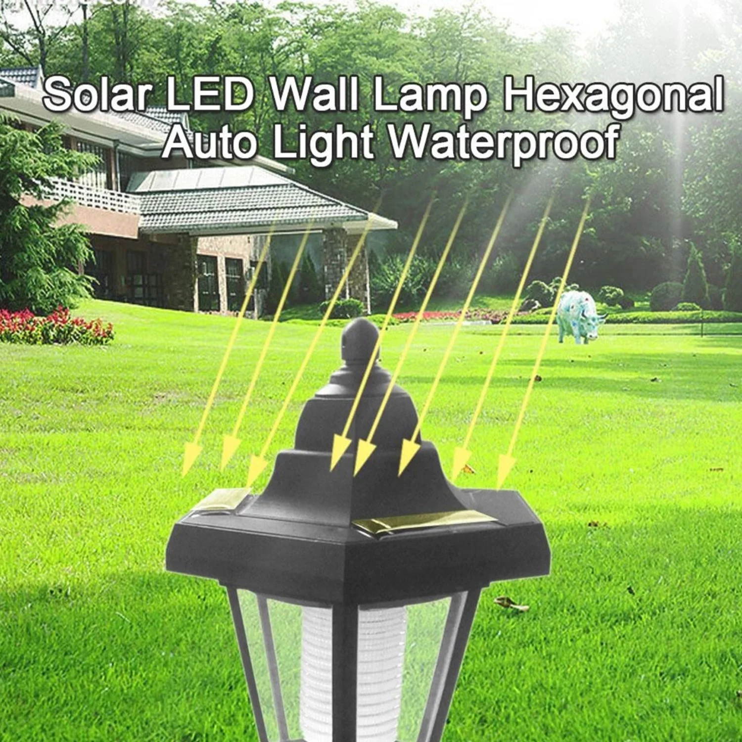 Waterproof Hexagonal Solar Lantern Garden Light - Outdoor Solar Wall Lamp Landscape Decor LED Solar Lamp  Long-lasting Solar Light for Your Garden