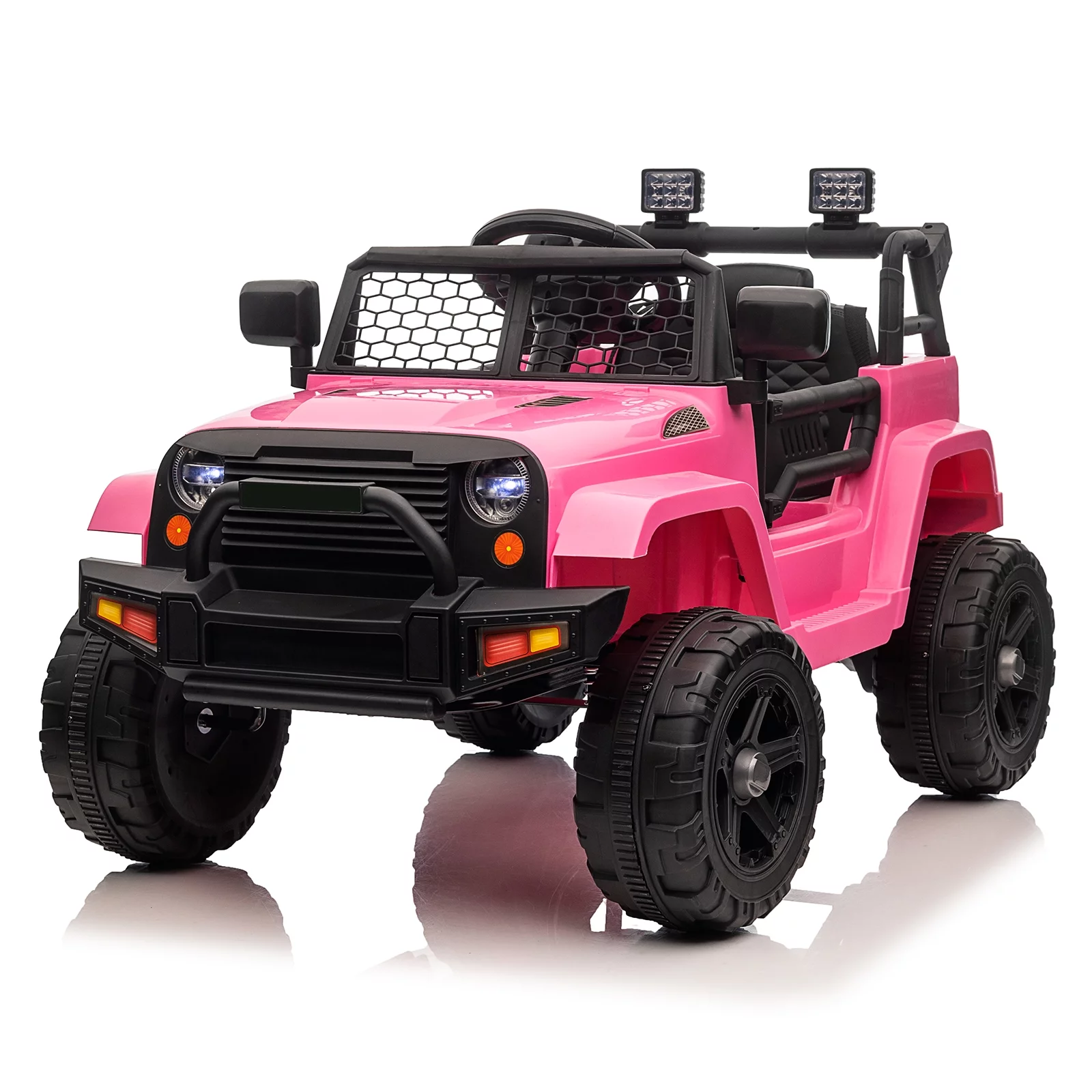 LEADZM Dual Drive 12V 4.5A.h Jeep Pink with 2.4G Remote Control - Powerful Motor, Long Battery Life, Safe and Fun for Kids