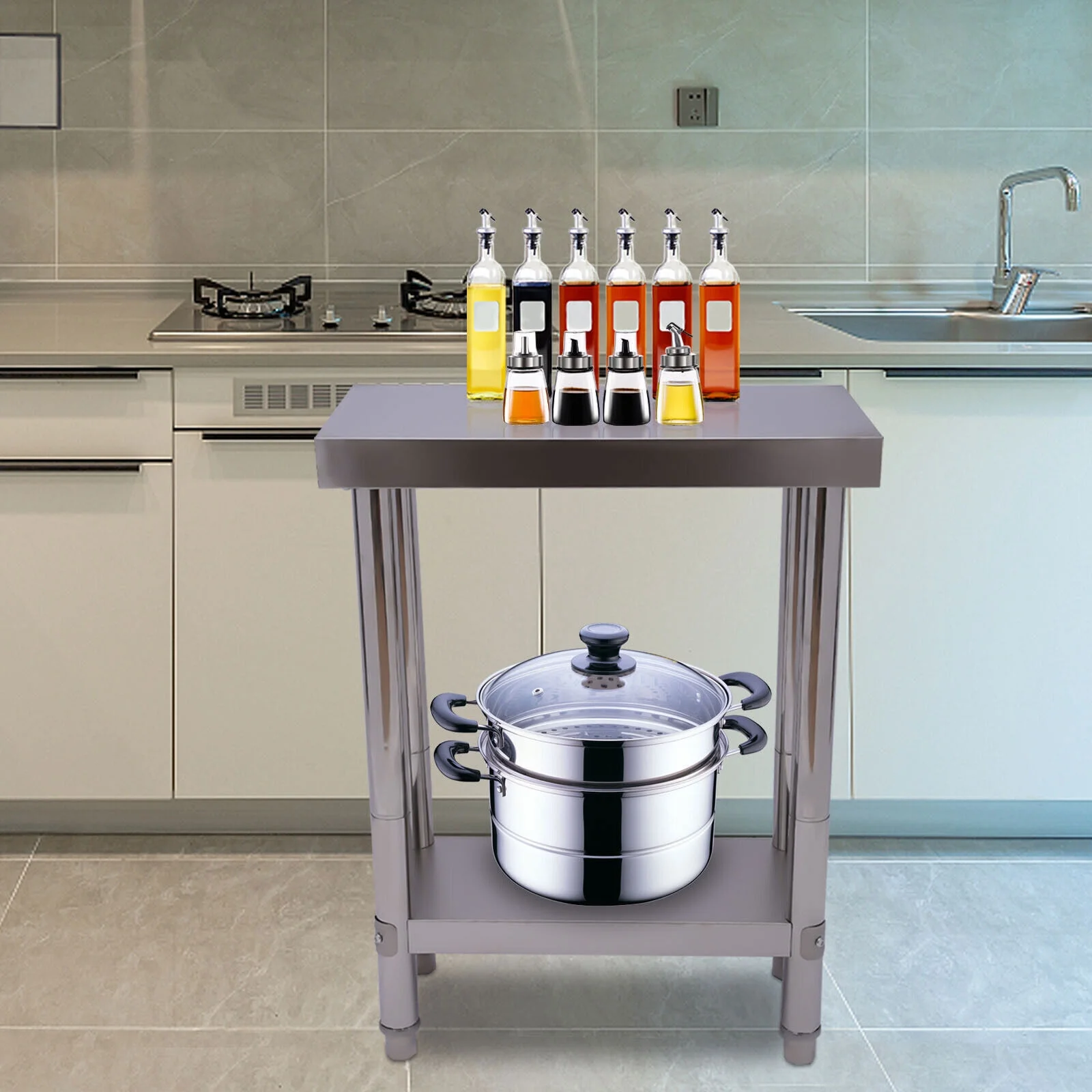 Heavy Duty Kitchen Work Food Prep Table Commercial Food Prep Worktable Stainless Steel Work Table Commercial Restaurant Heavy Duty Work Table (Polish Finish)