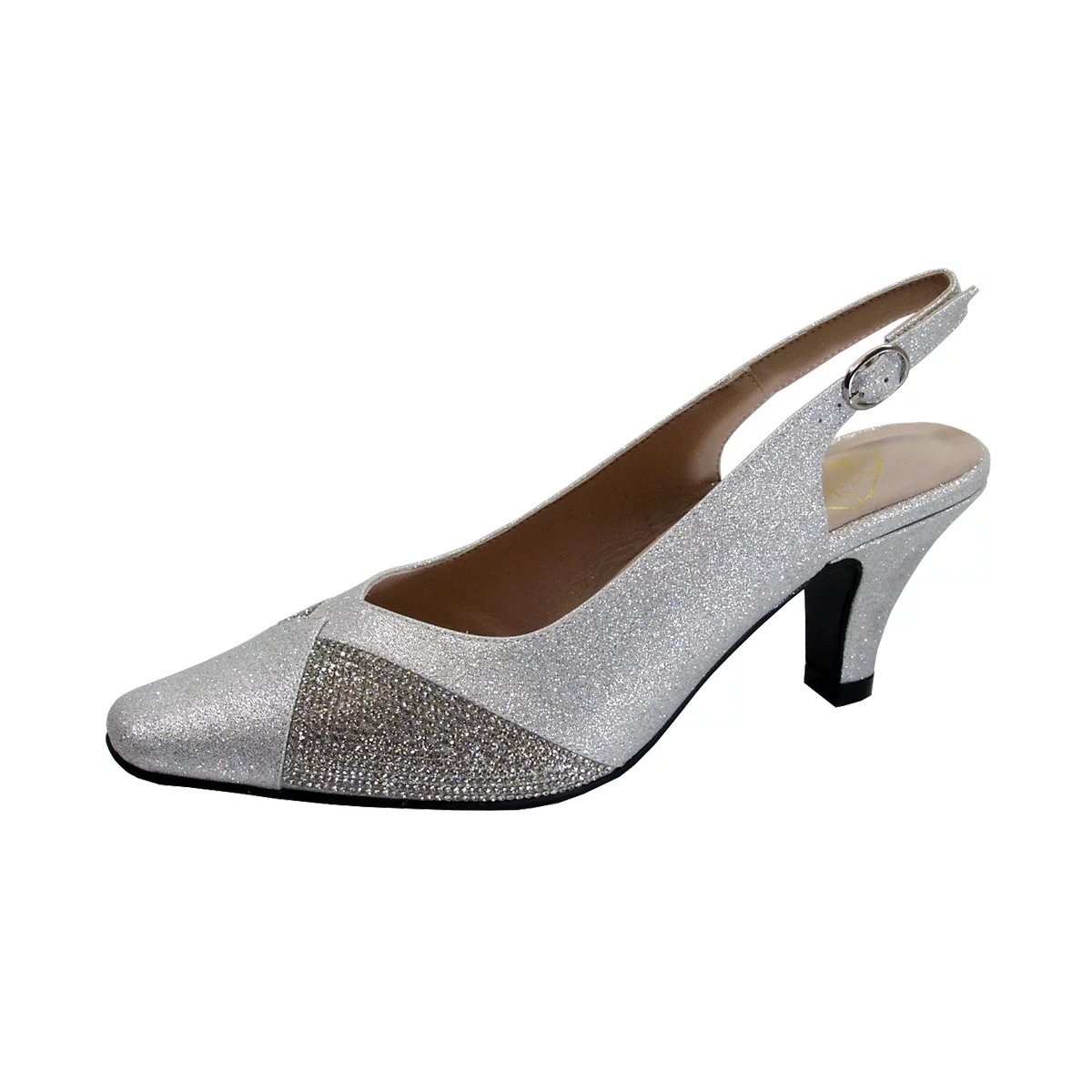 FLORAL Polly Women's Wide Width Slingback Dress Pumps SILVER 11