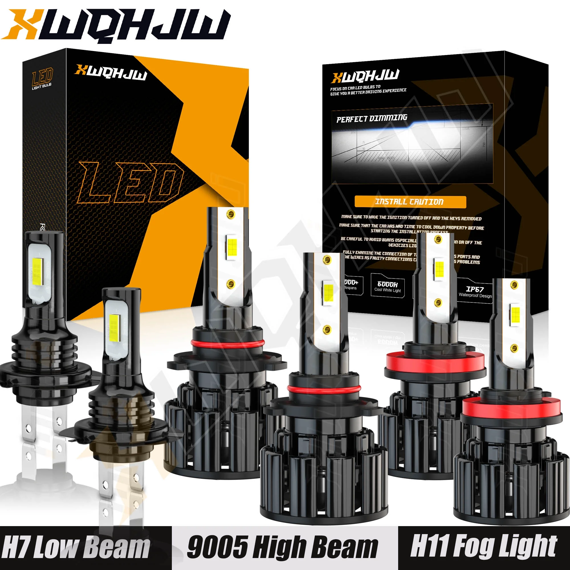 For Kia Forte 2017 Combo Kit 9005/H10 H7 LED Headlight High Low Beam H11 Fog Light Bulbs