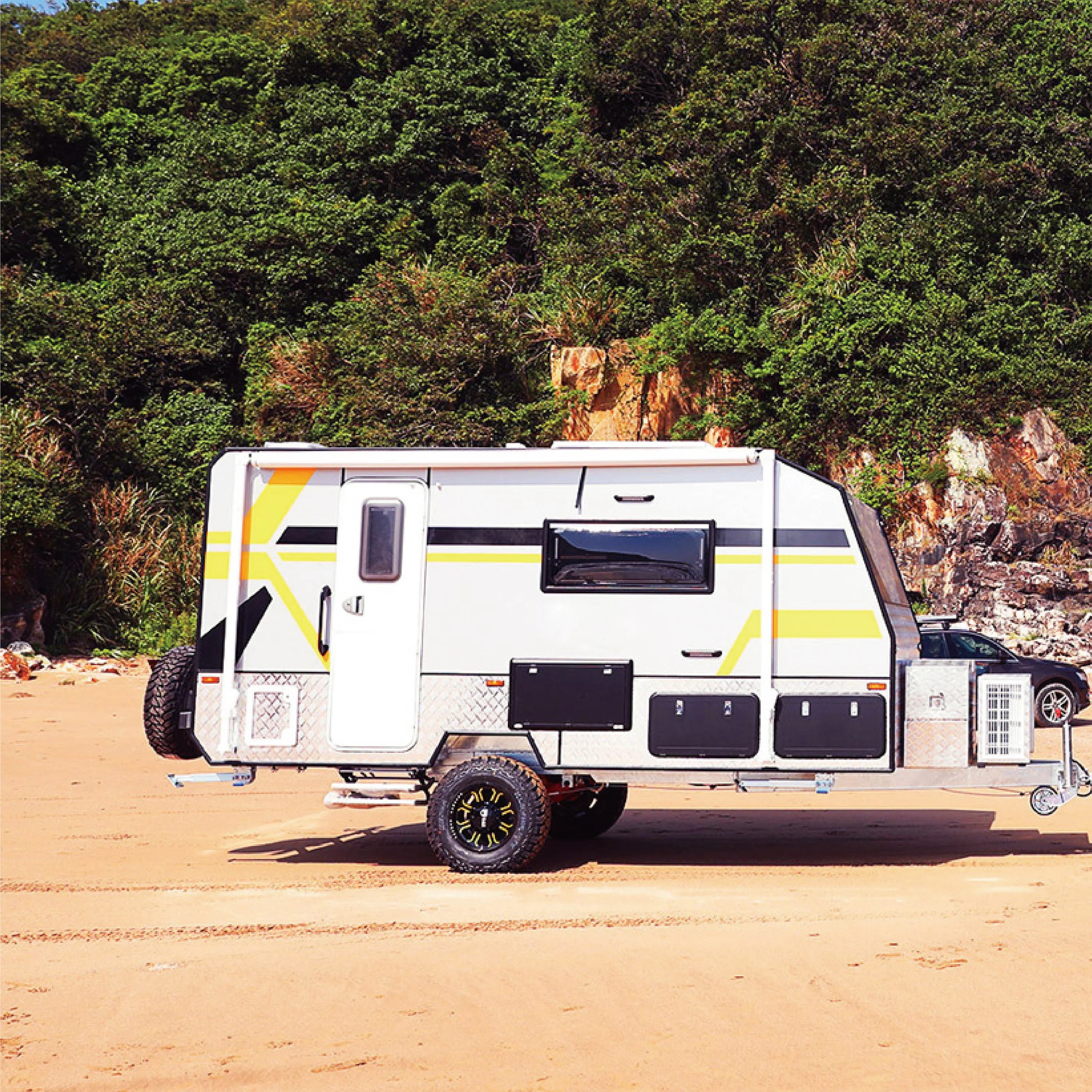 ALEKO Retractable RV Awning 12X8 ft Patio Camping Waterproof Vinyl Canopy Black