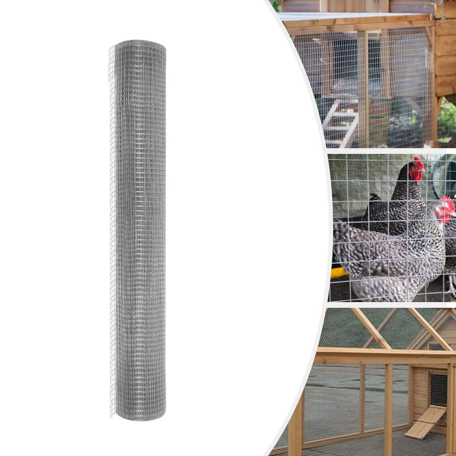 Miumaeov 36in x 100ft Hardware Cloth Chicken Wire Fence Mesh Roll Galvanized Welded Cage 1/4