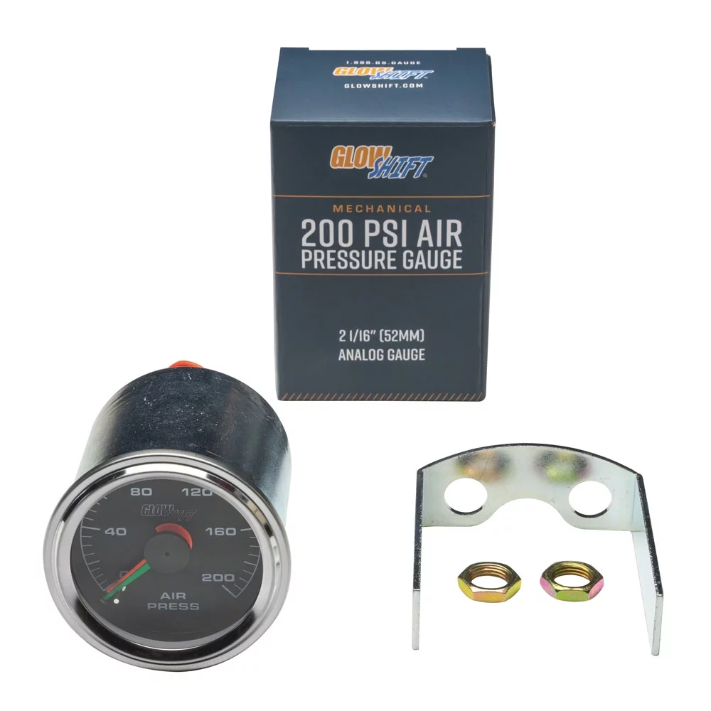 GlowShift Mechanical Series 200 PSI Dual Air Pressure Gauge