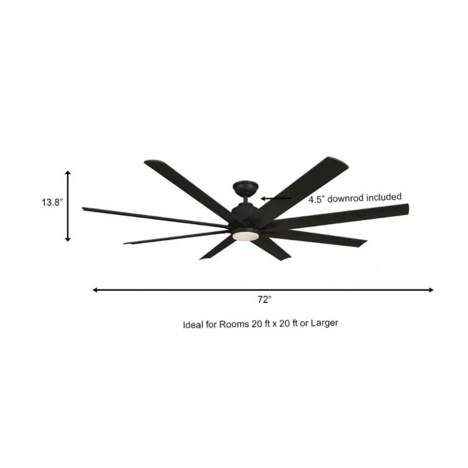Home Decorators Collection Kensgrove 72 in. Integrated LED Indoor/Outdoor Matte Black Ceiling Fan with Light and Remote Control