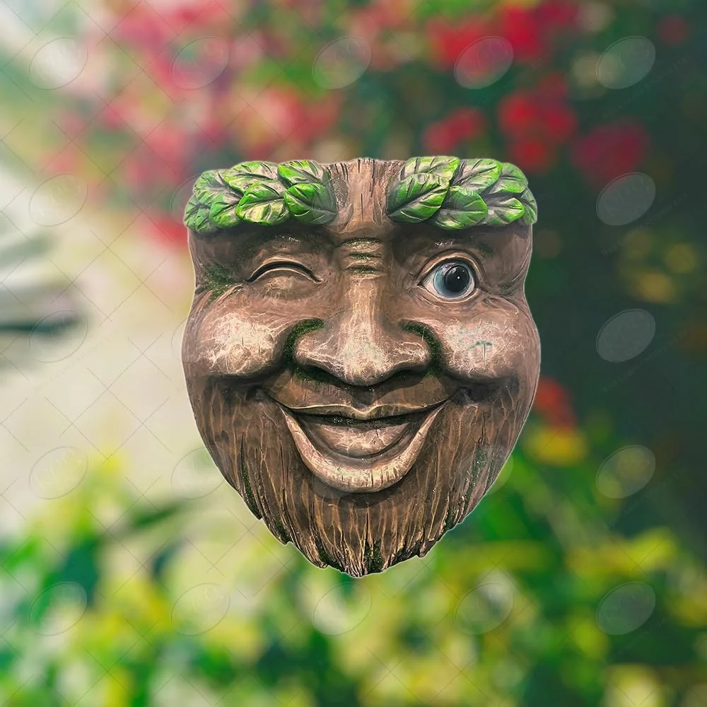 Red Carpet Studios Sculpted Resin Tree Face Planter, Wink, 9 x 10-Inch