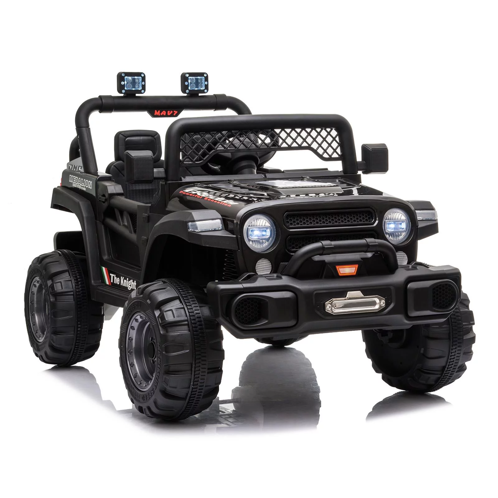 UBesGoo 12V Kids Battery Powered Electric Truck Ride-On Car with RC, Headlights, Music - Black