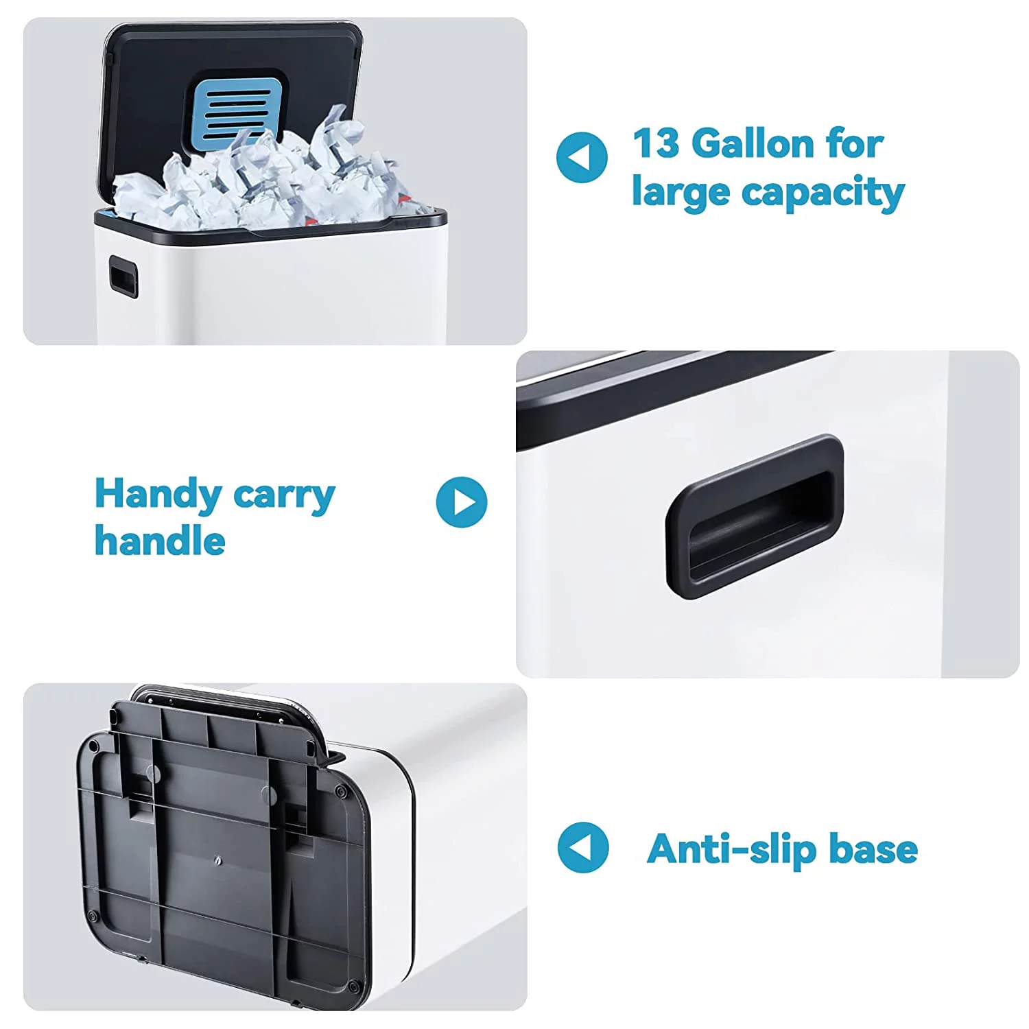 Trash Can, Stainless Steel Garbage Bin with Soft Slow Lid, Durable Pedal, Removable Plastic Inner Bucket Waste Bin for Office, Kitchen, 13.2 Gallon/50 Liter