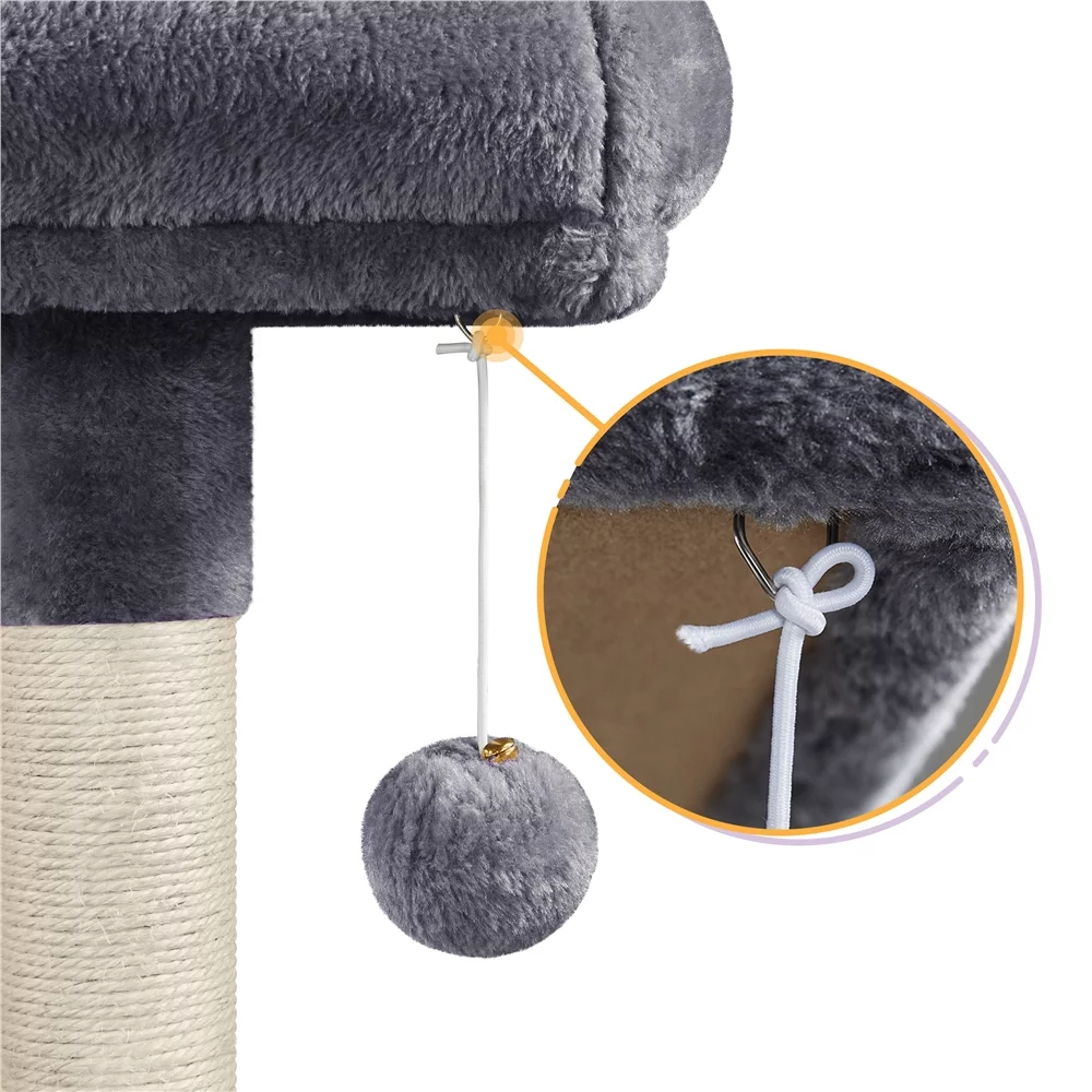 Easyfashion 60.5-inch Tall Cat Tree Cat Tower with Condo, Dark Gray