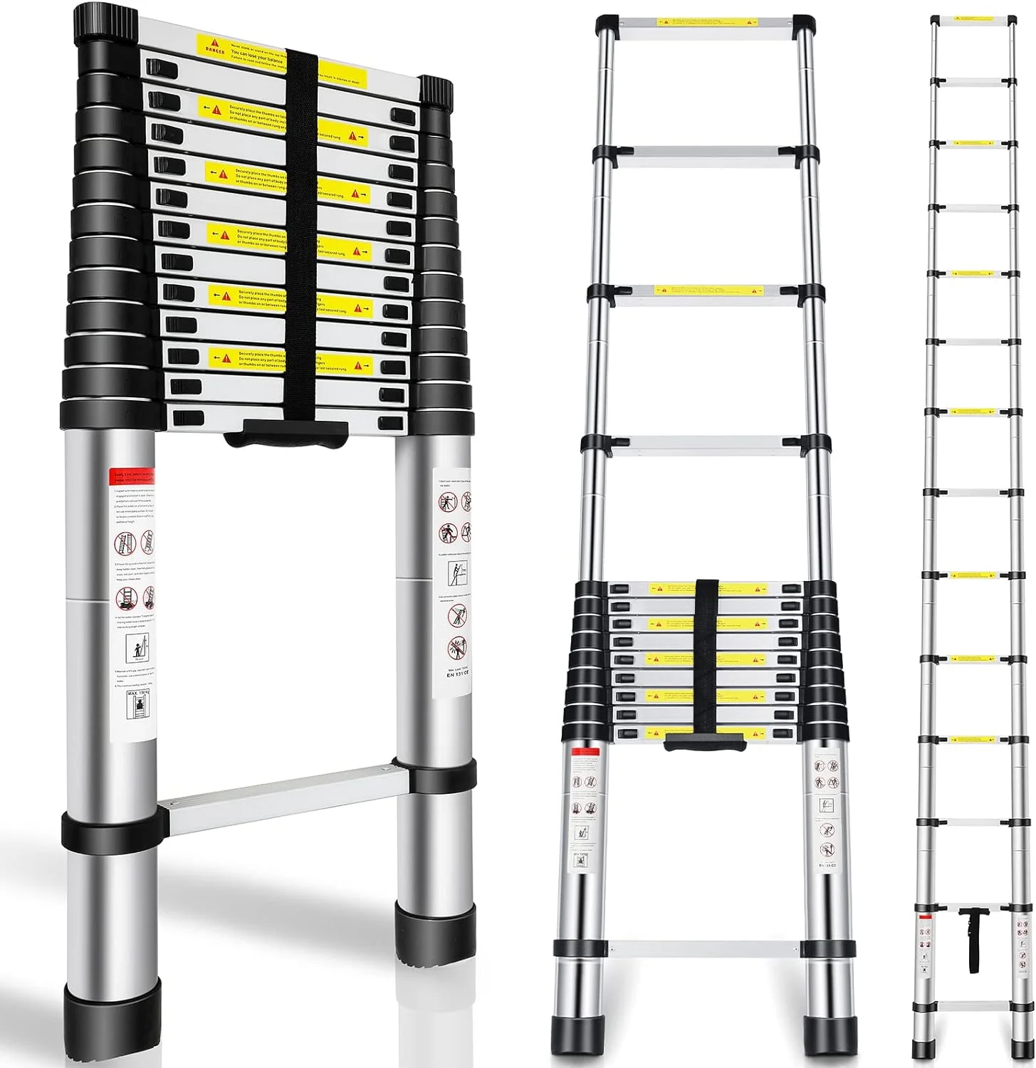 Telescoping Ladder 16.5FT, Telescopic Extension Ladder, Aluminum Alloy Folding Ladder Portable Multi-Purpose for Indoor Outdoor Work, Heavy Duty 330 lbs Load