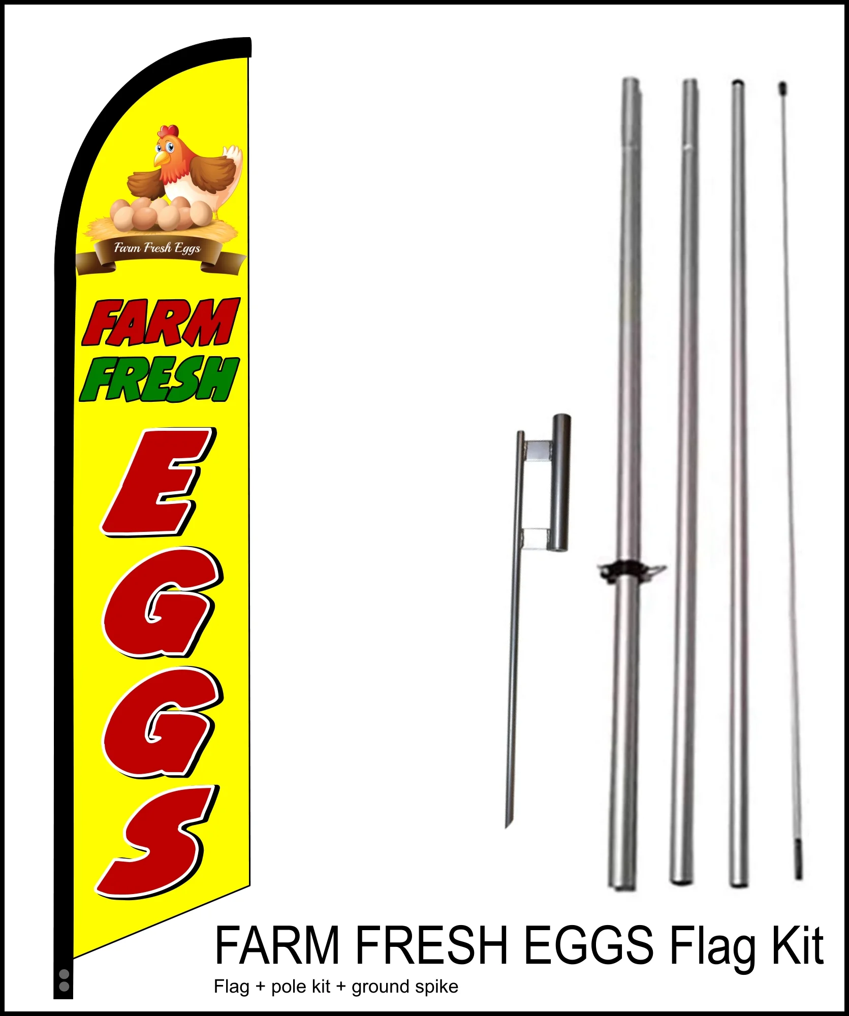 Farm Fresh Eggs Swooper Flag Kit, 15 ft Tall  - by flagsandsign