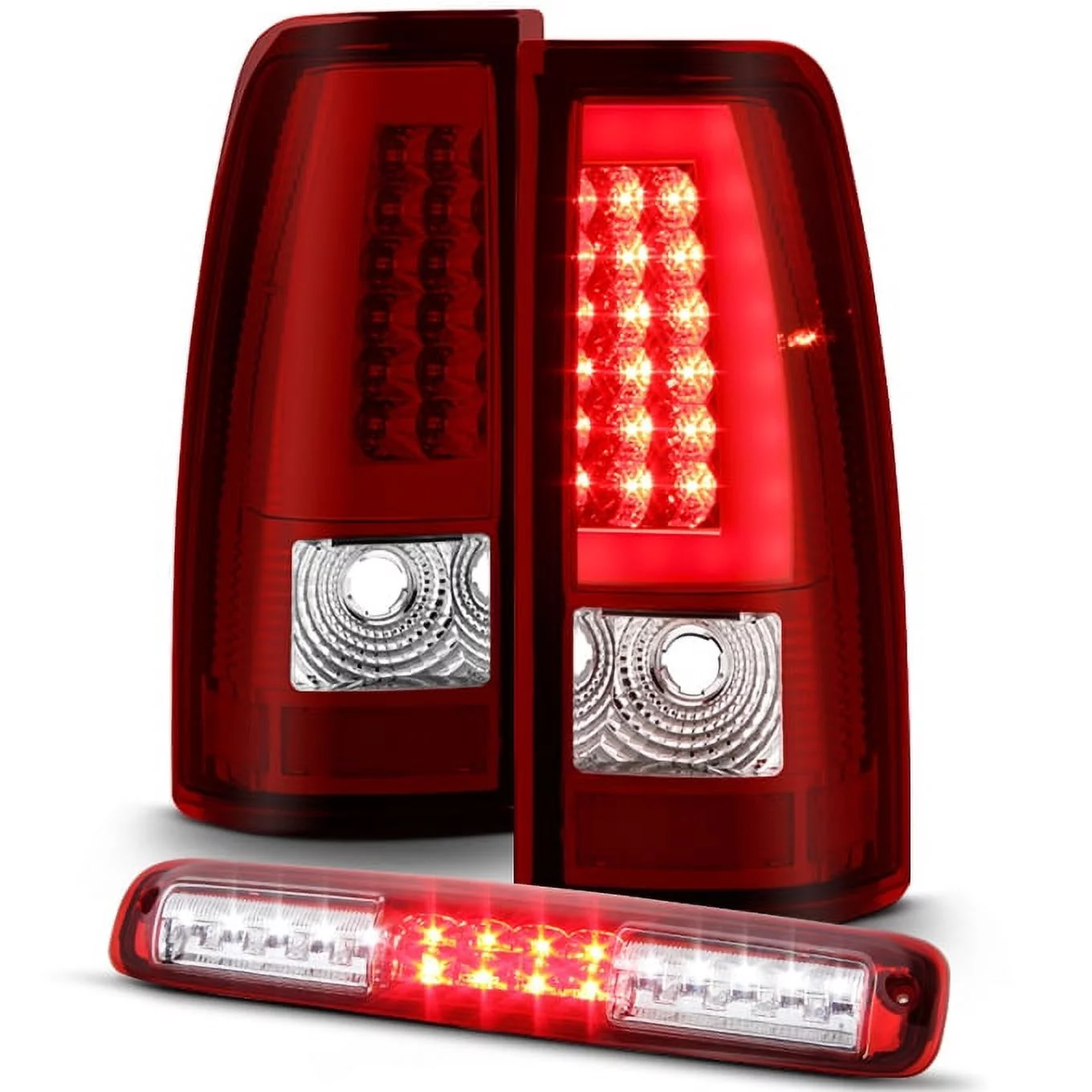 AKKON - For 99-02 99-06 Chevy/GMC Sliverado/Sierra 1500 2500 3500 HD Classic LED Tube Red Tail Lights + 3Rd Brake Lamp