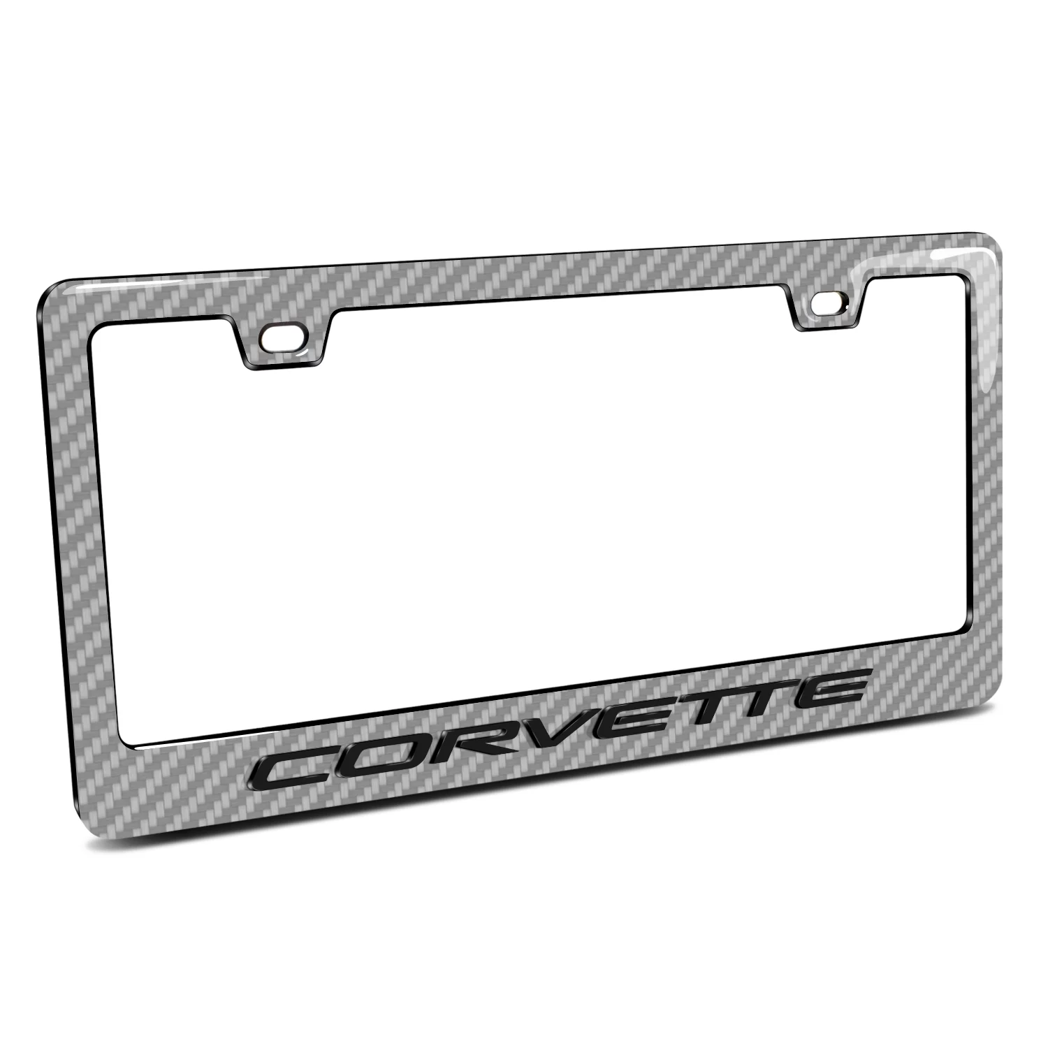 iPick Image for Chevrolet Corvette C5 in 3D on Silver Real 3K Carbon Fiber Finish ABS Plastic License Plate Frame, Official Licensed