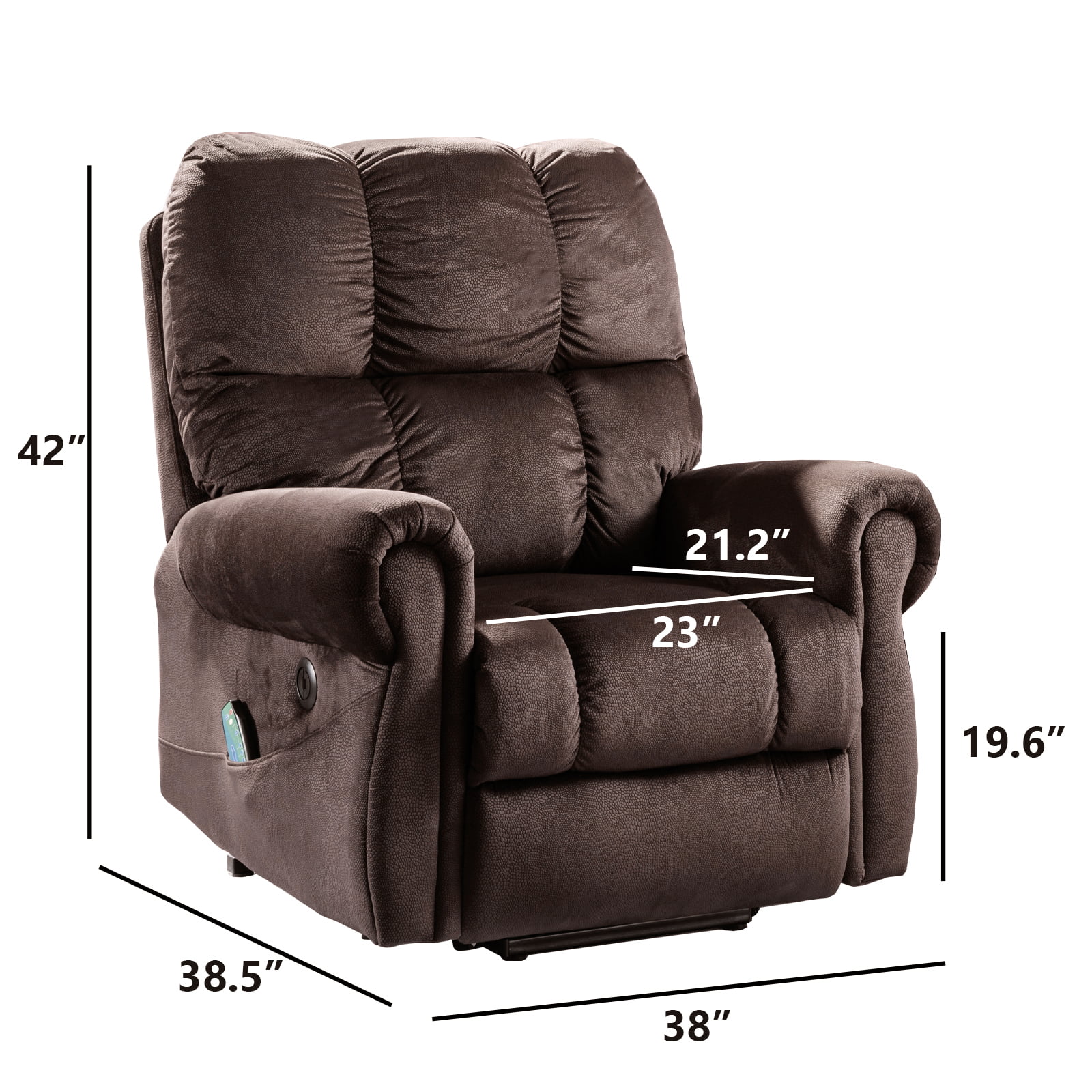 LOAOL Electric Lift Recliner with Heat Therapy And Massage,Velvet Finish, 38