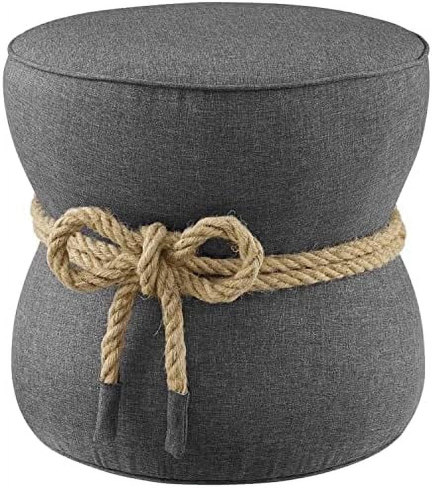 JDZHAPPYLIFE Beat Upholstered Fabric Nautical Rope Round Ottoman in Atomic Red