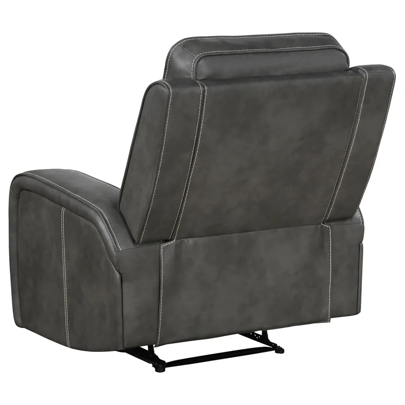Pemberly Row Modern Faux Leather Upholstered Recliner Chair Gray
