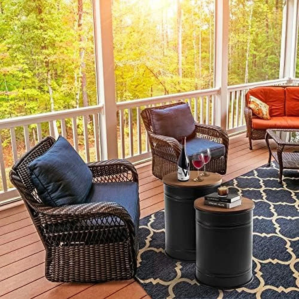 TJCGDTY Rustic  Ottoman Seat Stool  Farmhouse Accent   Antique Galvanized Metal End Table Box Bin with Square Wooden Lid （Square&Galvanized）