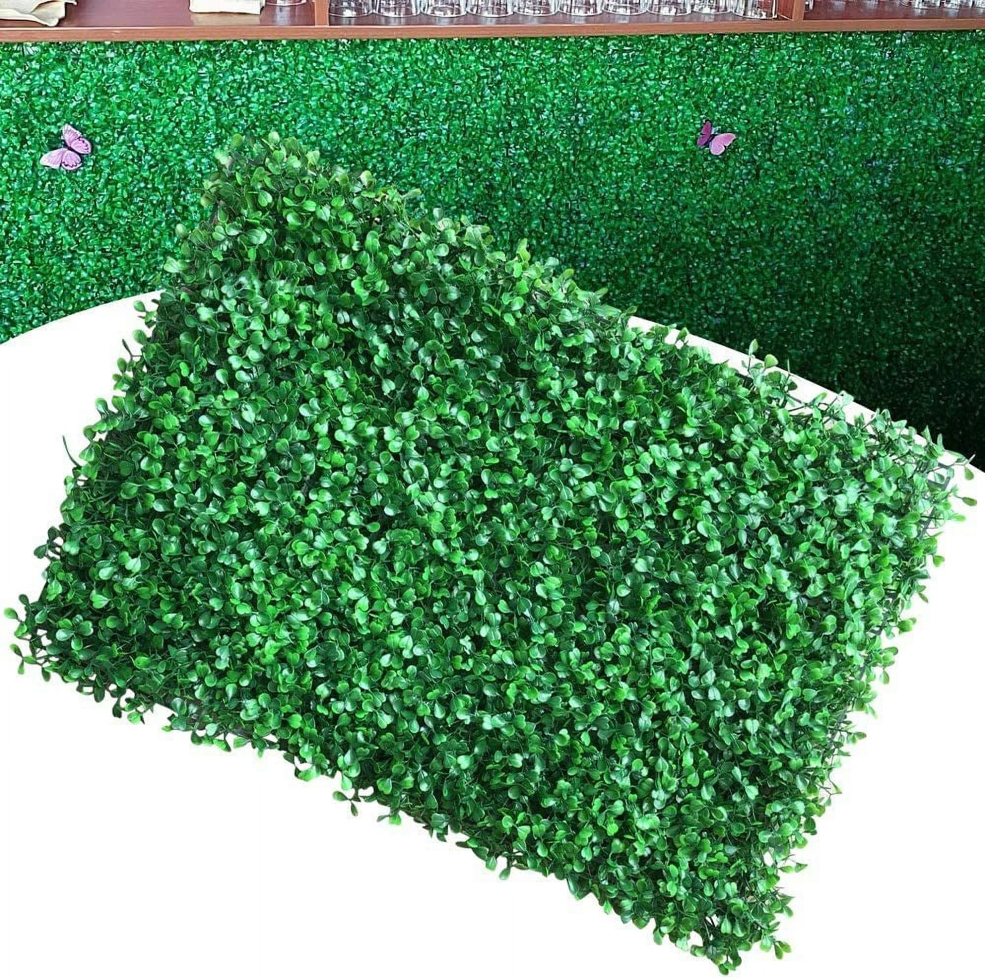 Loyalheartdy 12Pcs 24''x16'' Artificial Hedge Fence Panel Green PE Faux Boxwood Mat Wall Decor