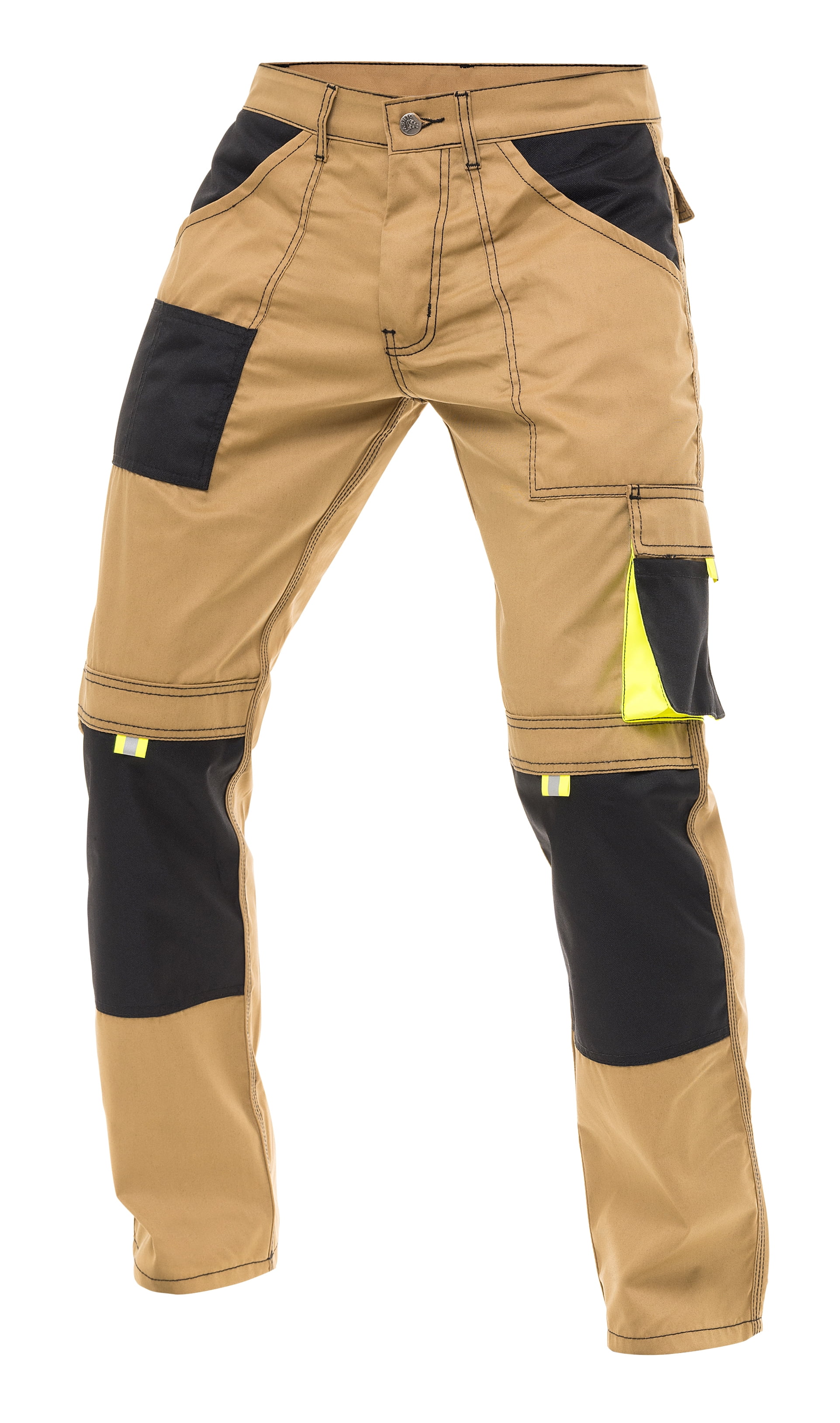 Skylinewears Men Construction Pants Utility Work Trousers With Built In Tool Belt & Cordura Reinforced Knee Pad Pockets Khaki W40-L34