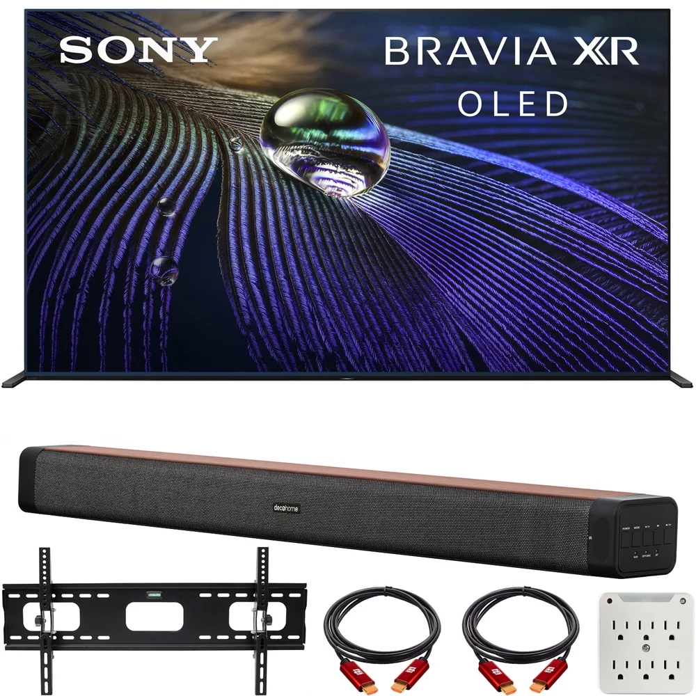 Sony XR65A90J 65-inch OLED 4K HDR Ultra Smart TV (2021 Model) Bundle with Deco Home 60W 2.0 Channel Soundbar, 37