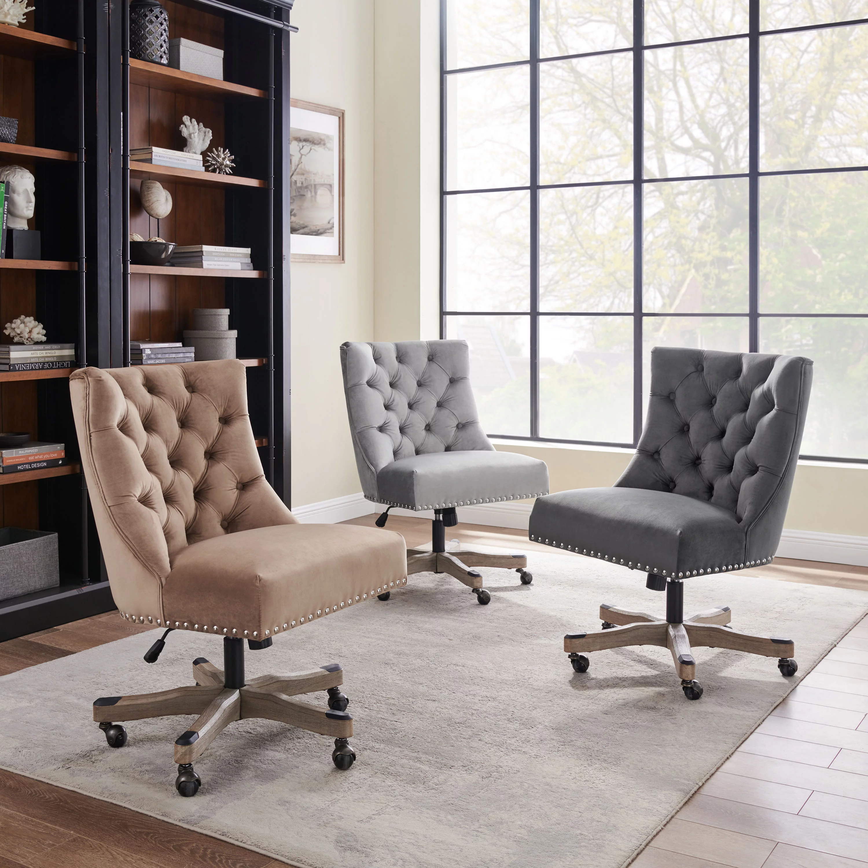 Art Leon Office Chair Fabric Swivel Adjustable Gray