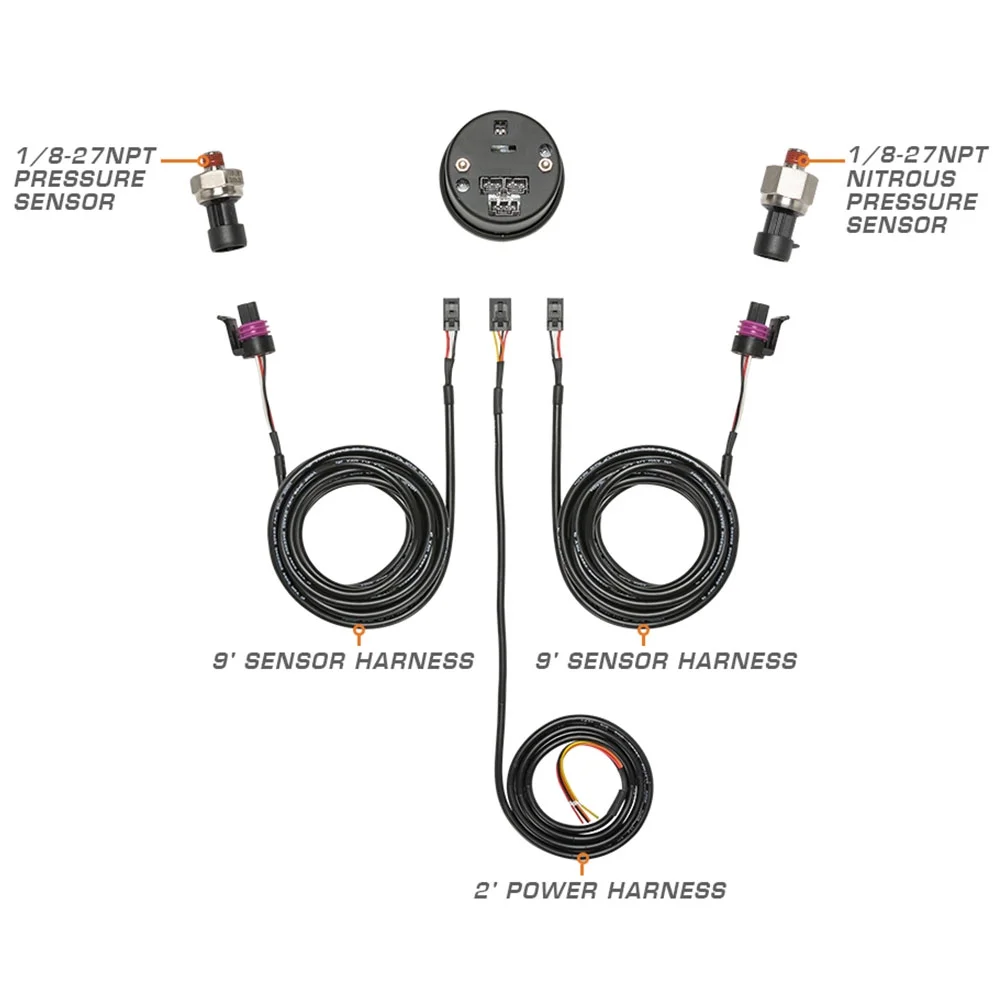 GlowShift 10 Color Digital Dual Pressure & NOS Gauge