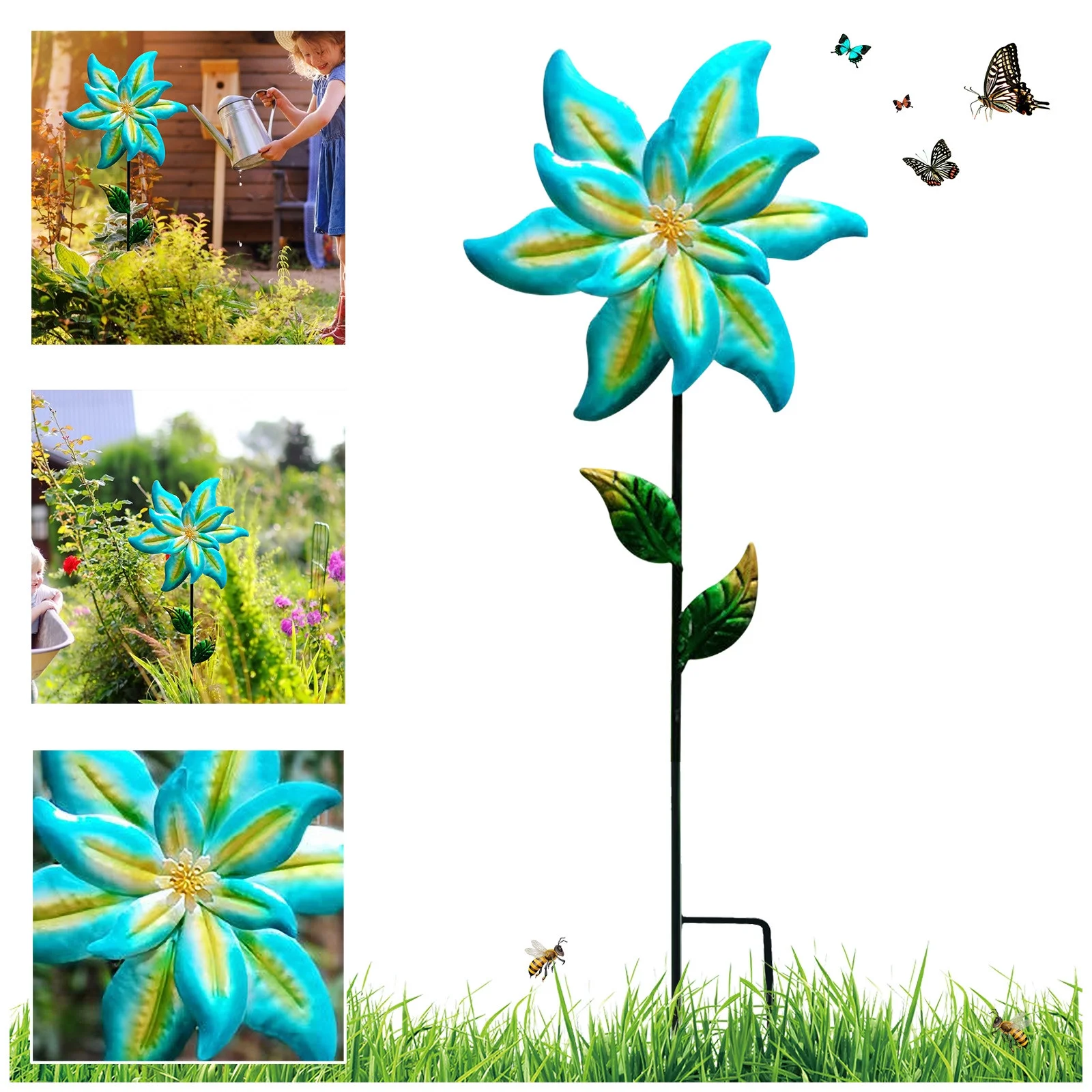 Yeetfub Artificial Flowers for Outdoors Flower Flower Outdoor Garden Stick Stake Decor Summer Metal Yard Artificial flowers for Wedding Home Faux Flowers Bulk Gift for Mothers Day