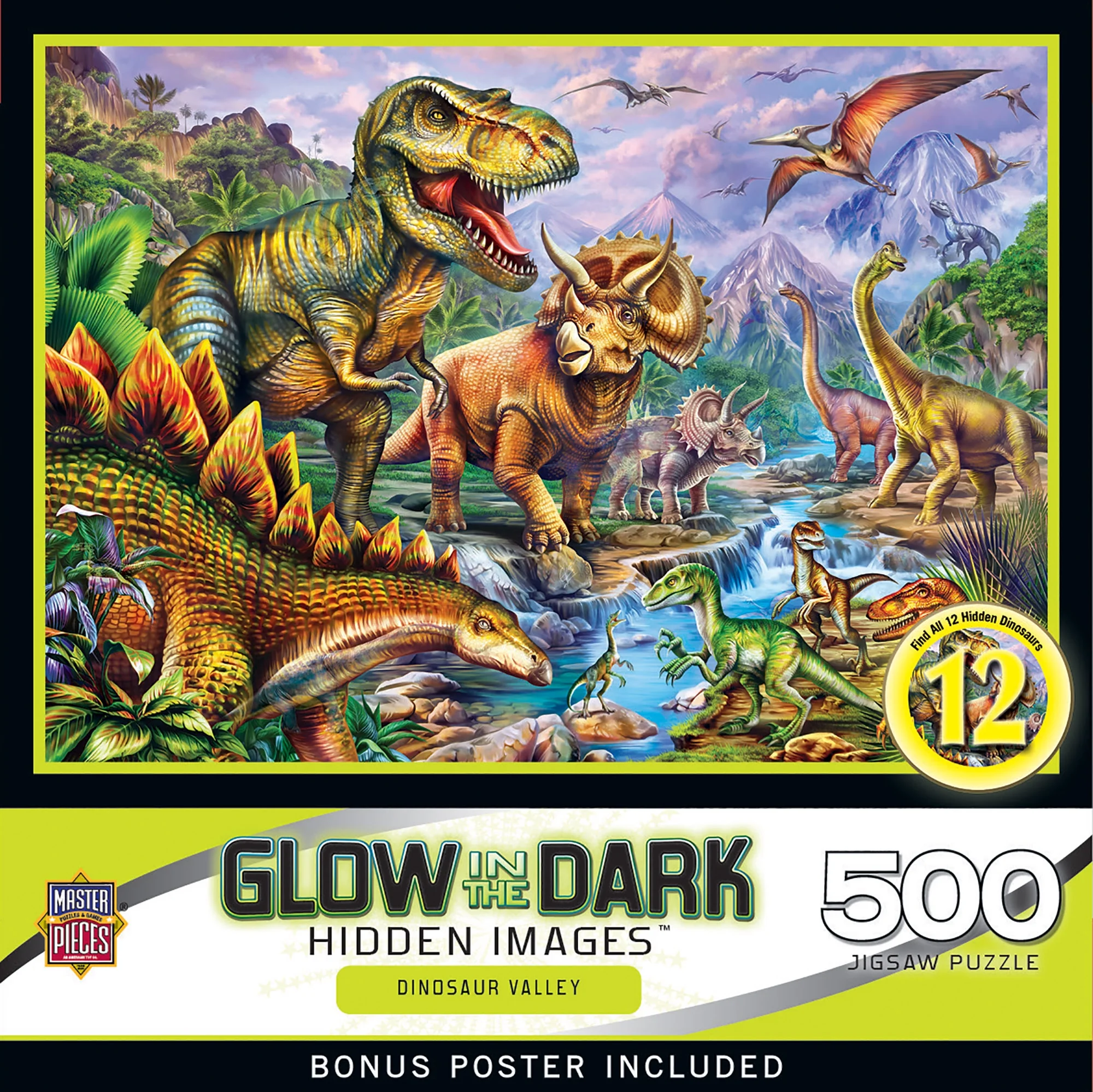 MasterPieces 500 Piece Glow in the Dark Puzzle - Dinosaur Valley - 15
