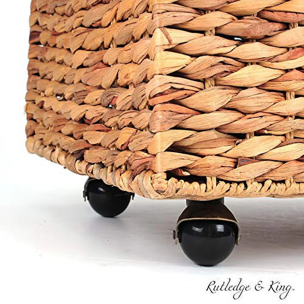 Seagrass Rolling File Cabinet - Home Filing Cabinet - Hanging File Organizer - Home and Office Wicker File Cabinet - Water Hyacinth Storage Basket for File Storage (Natural)