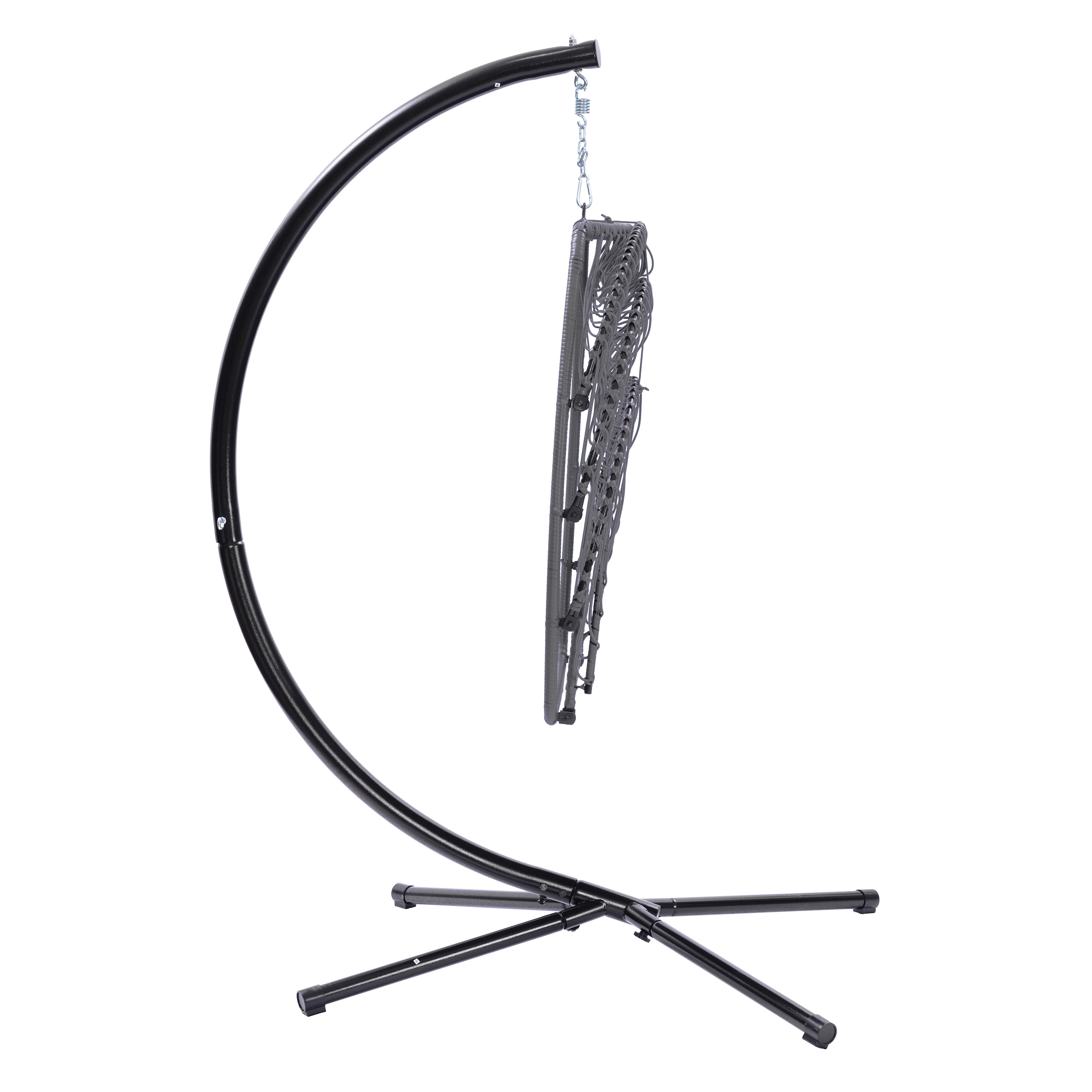 Royard Oaktree Wicker Hanging Chair with Stand Rattan Swing Hammock Chair with C Type Bracket Outdoor Indoor Folding Hammock Egg Chair for Patio Bedroom Porch Garden,Grey