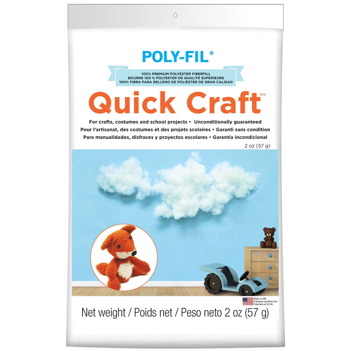Poly-Fil Quickcraft Fiberfill for Crafts - 2 oz.