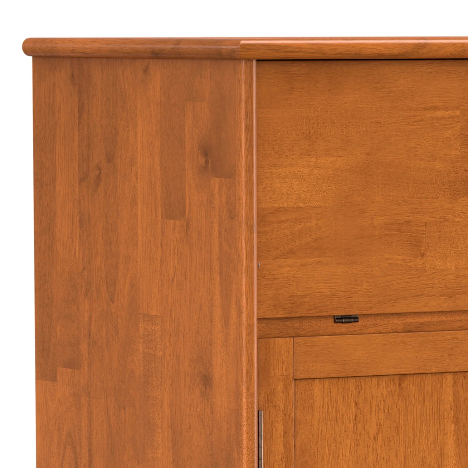 Simpli home Draper SOLID HARDWOOD Mid Century Modern 32 inch Wide Bar Cabinet in Teak Brown