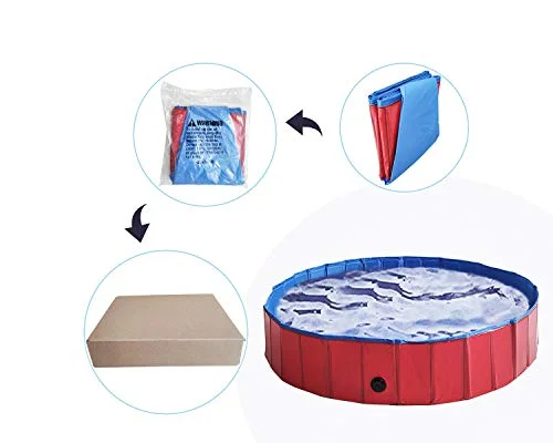 ZX Collapsible Pet Dog Bath Pool, Kiddie Pool Hard Plastic Foldable Bathing Tub PVC Outdoor Pools for Dogs Cat Kid (XL:160cm30cm(63’’12’’))