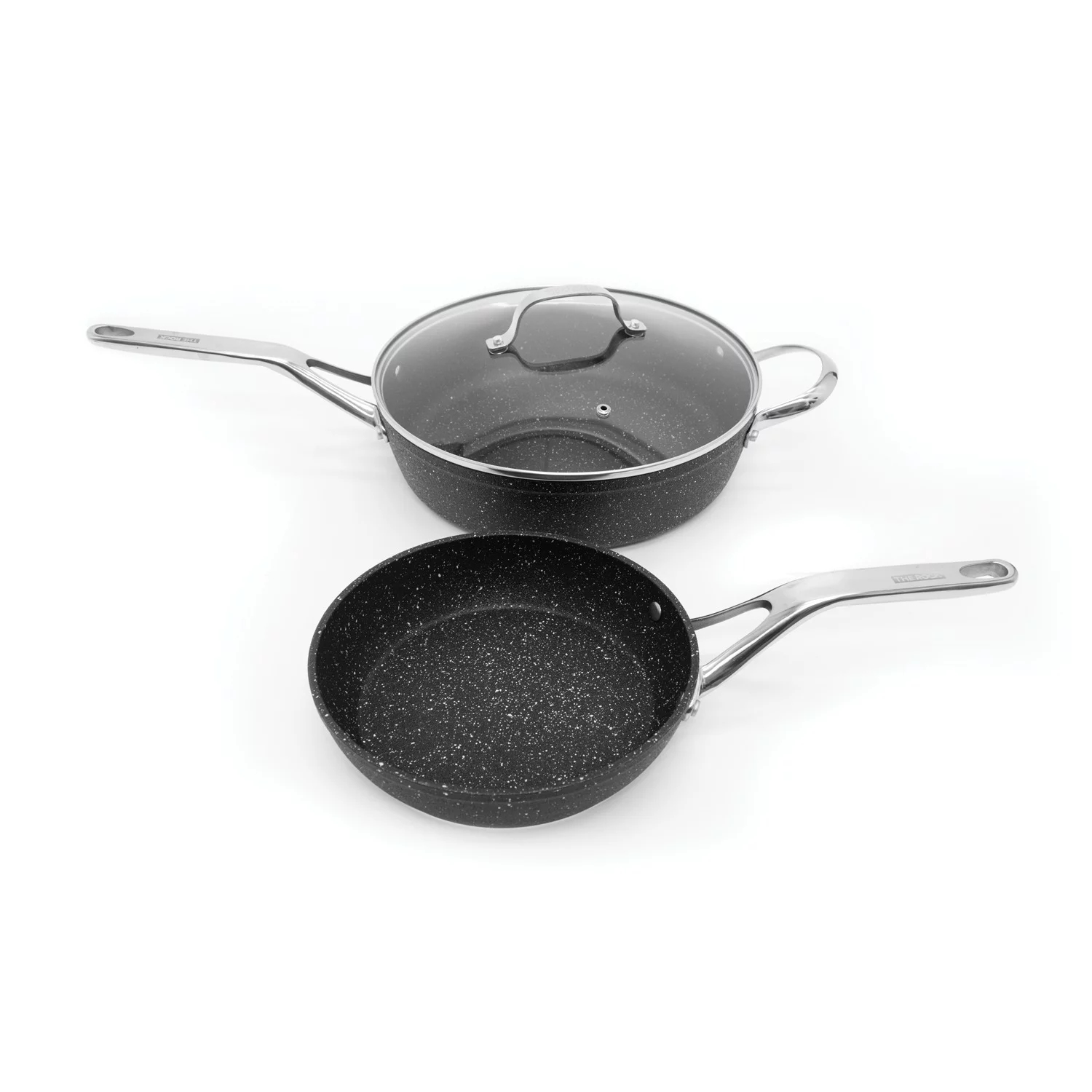 The Rock by Starfrit 3-piece Cookware Set with Riveted Cast Stainless Steel Handles