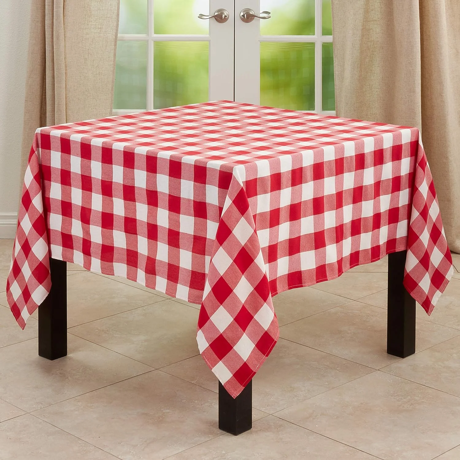 Cotton Blend Buffalo Plaid Tablecloth, 70